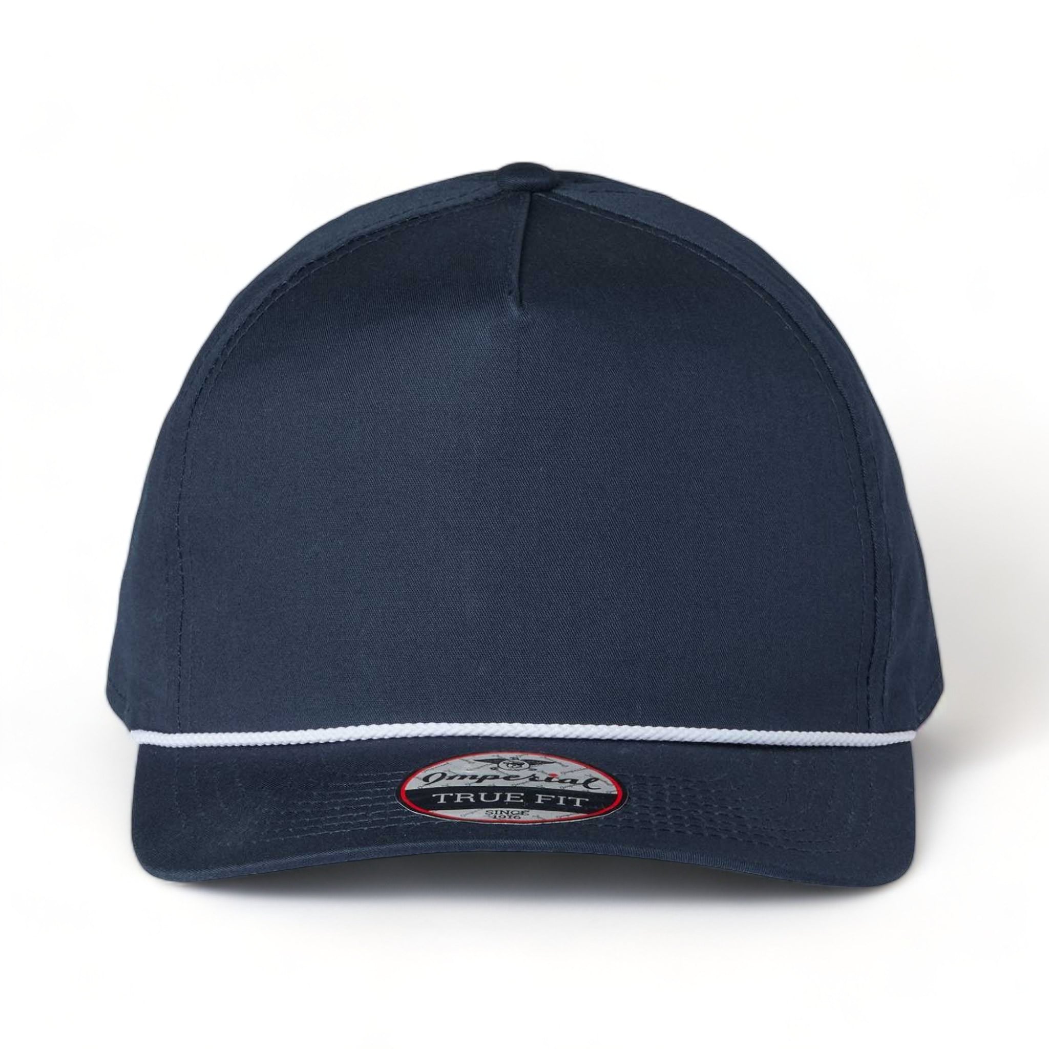 Front view of Imperial 5056 custom hat in navy and white