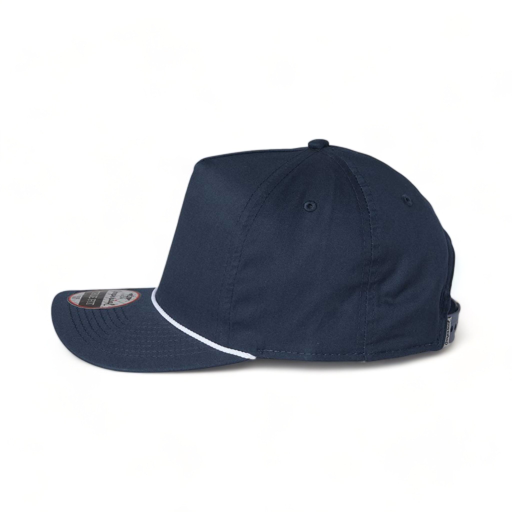 Side view of Imperial 5056 custom hat in navy and white