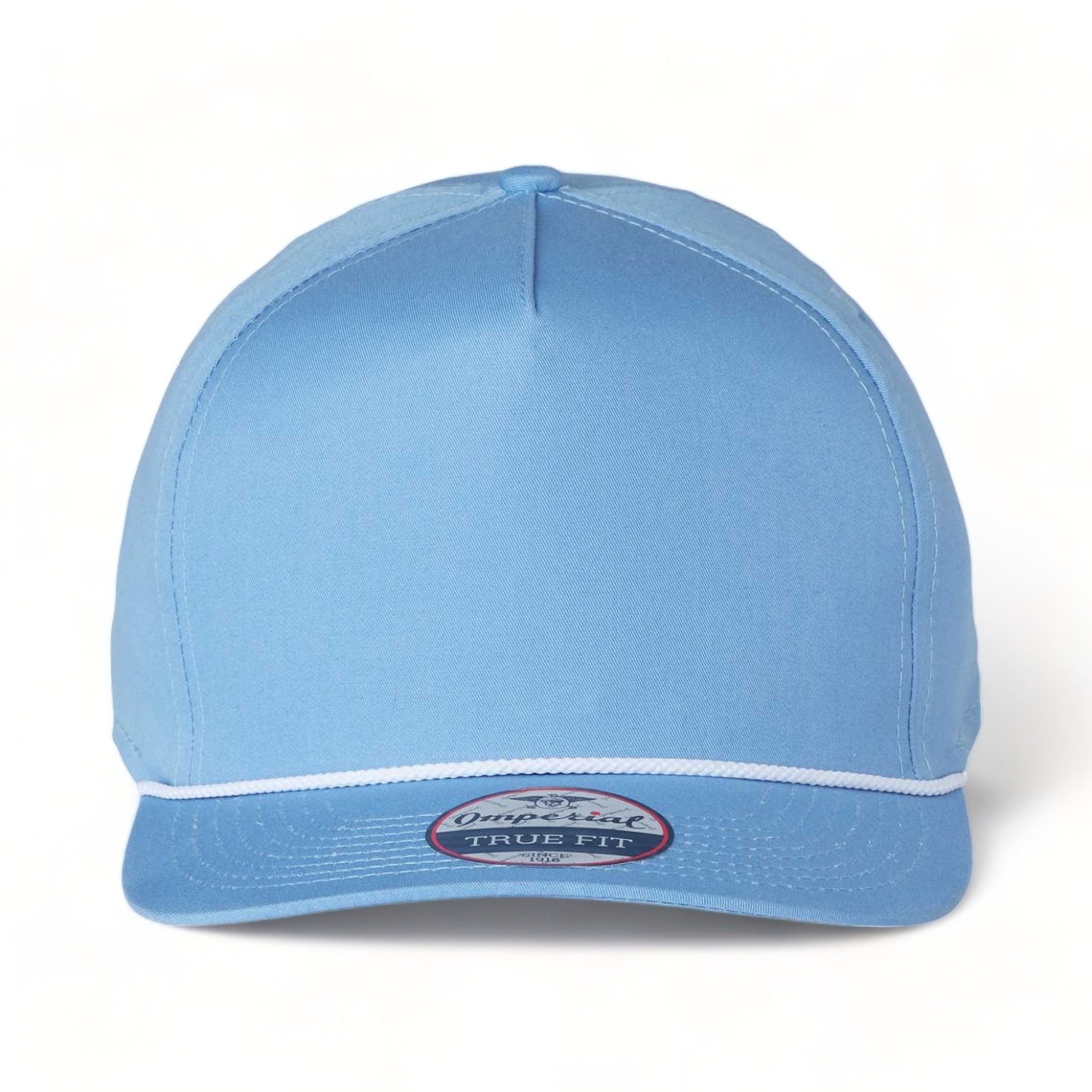 Front view of Imperial 5056 custom hat in powder blue and white