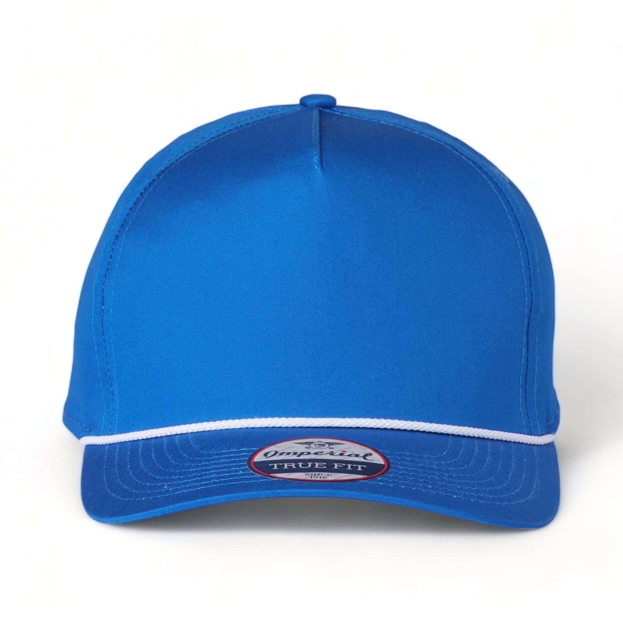 Front view of Imperial 5056 custom hat in royal and white