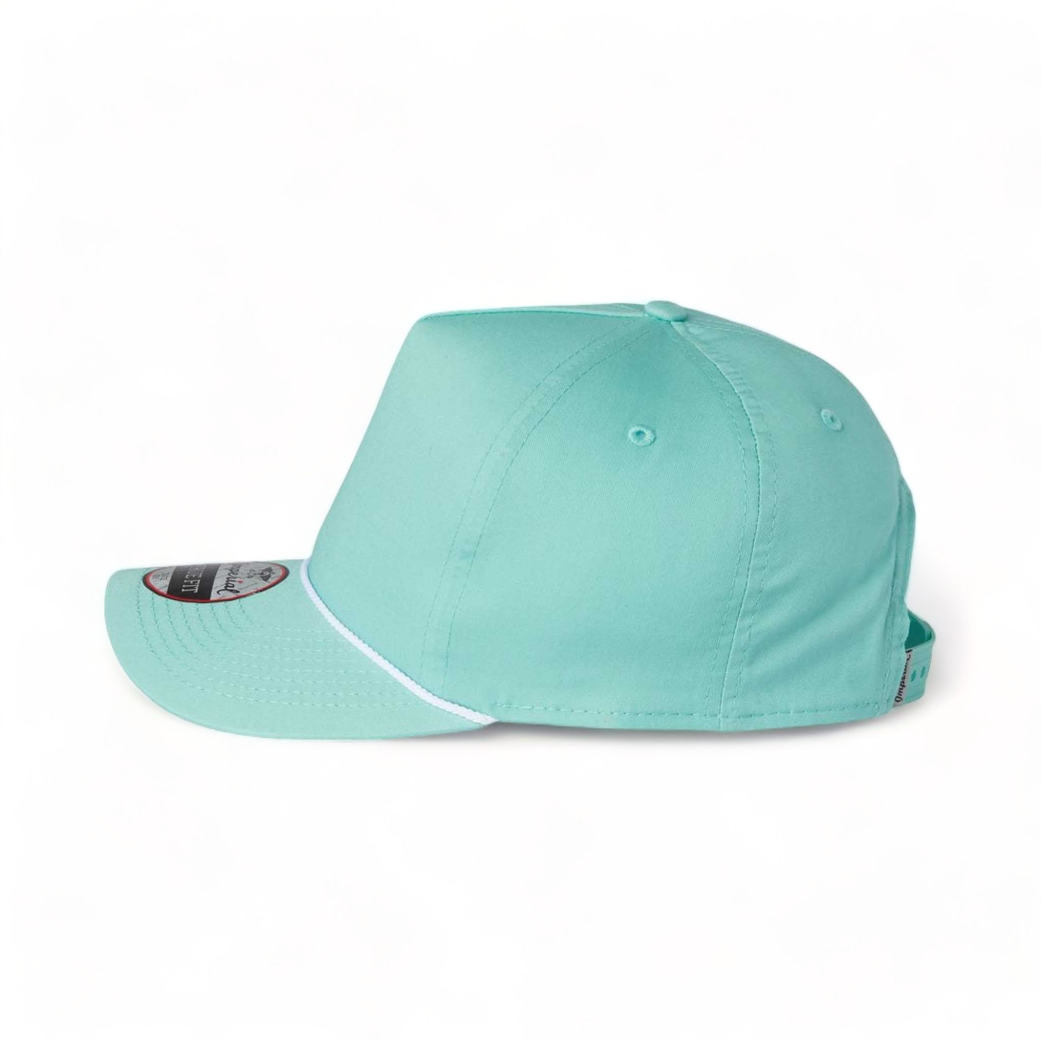 Side view of Imperial 5056 custom hat in sea green and white