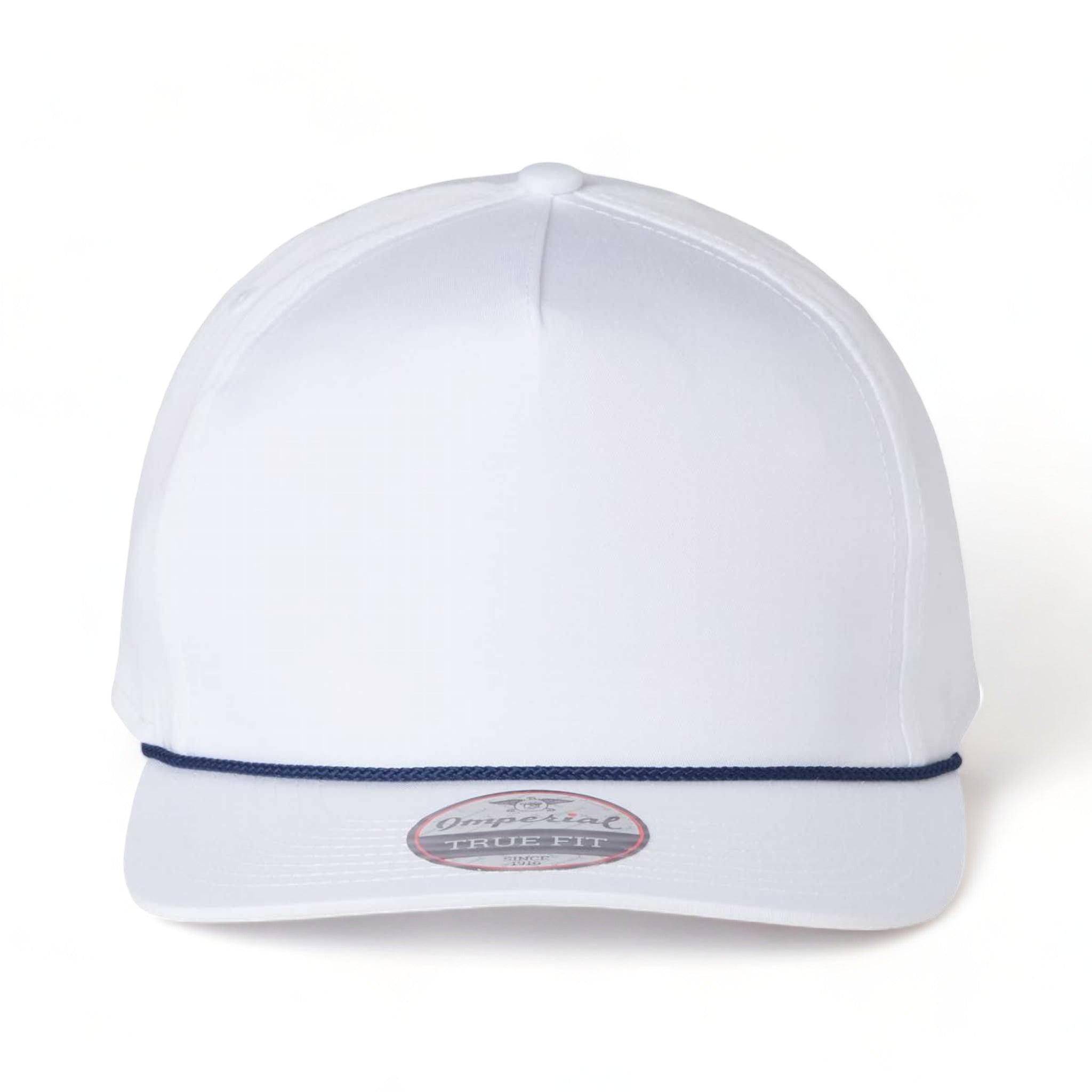 Front view of Imperial 5056 custom hat in white and navy