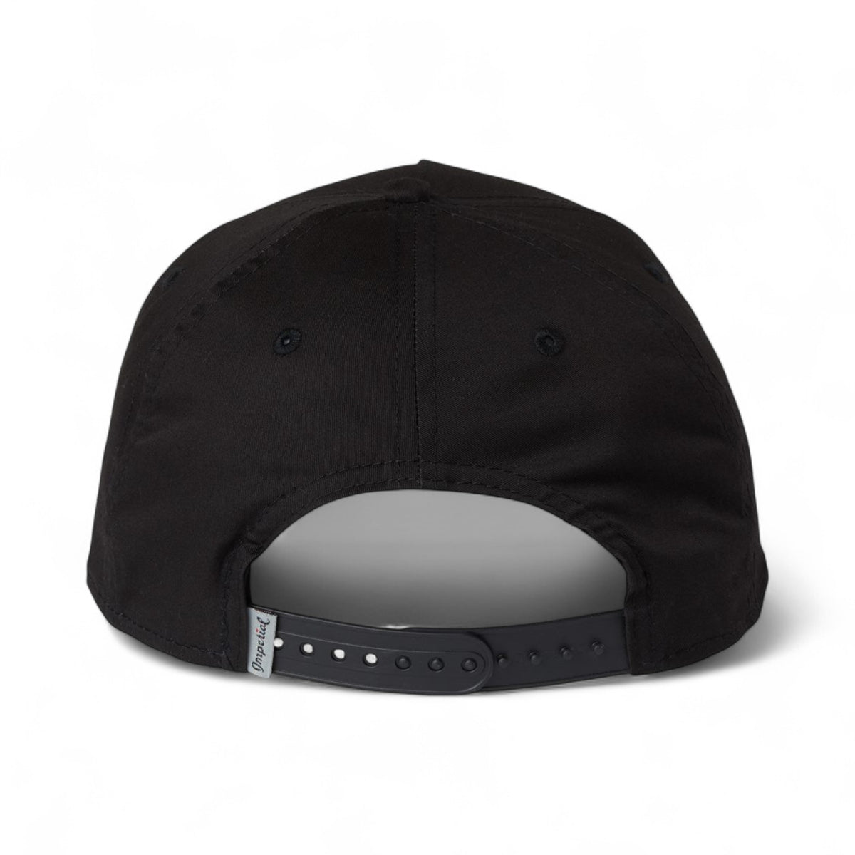 Back view of Imperial 5056 custom hat in black and white