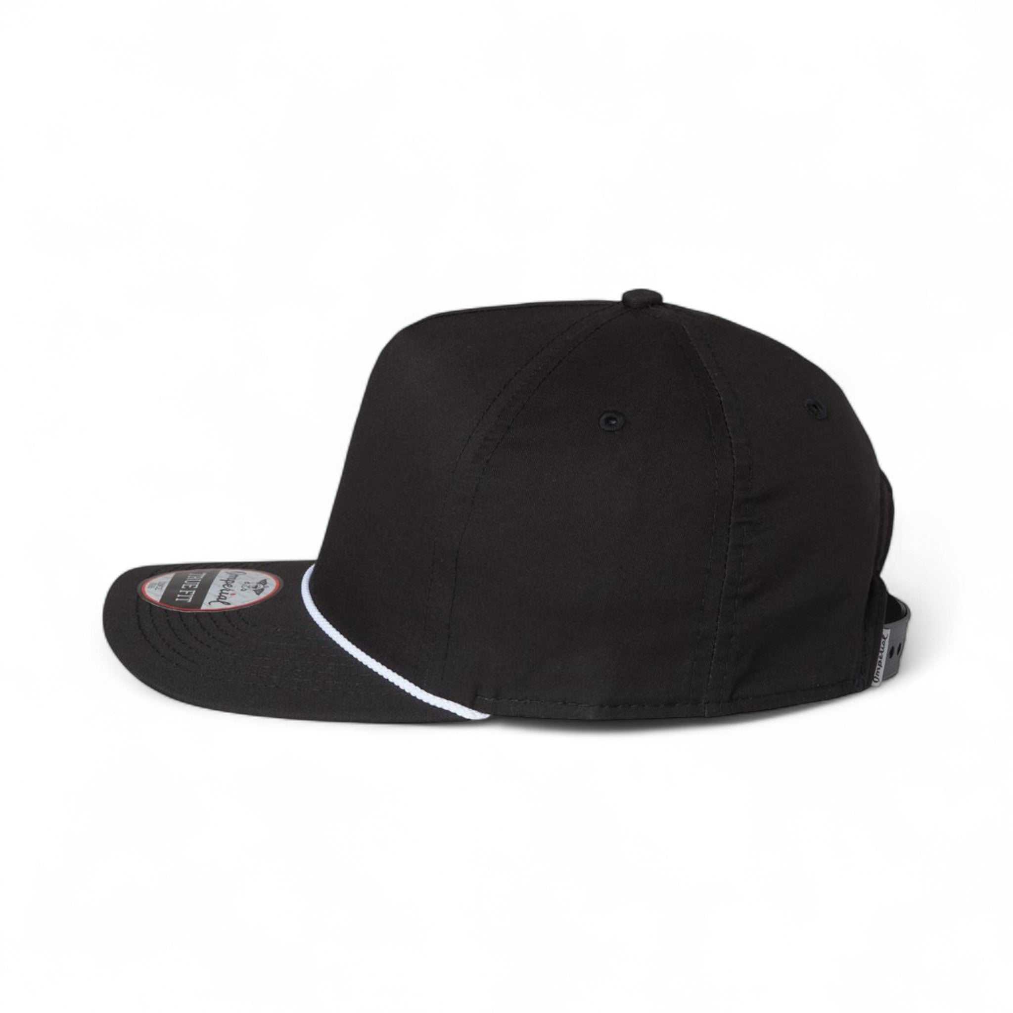 Left side view of Imperial 5056 custom hat in black and white