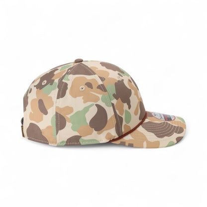 Right side view of Imperial 5058 custom hat in frog skin camo and brown
