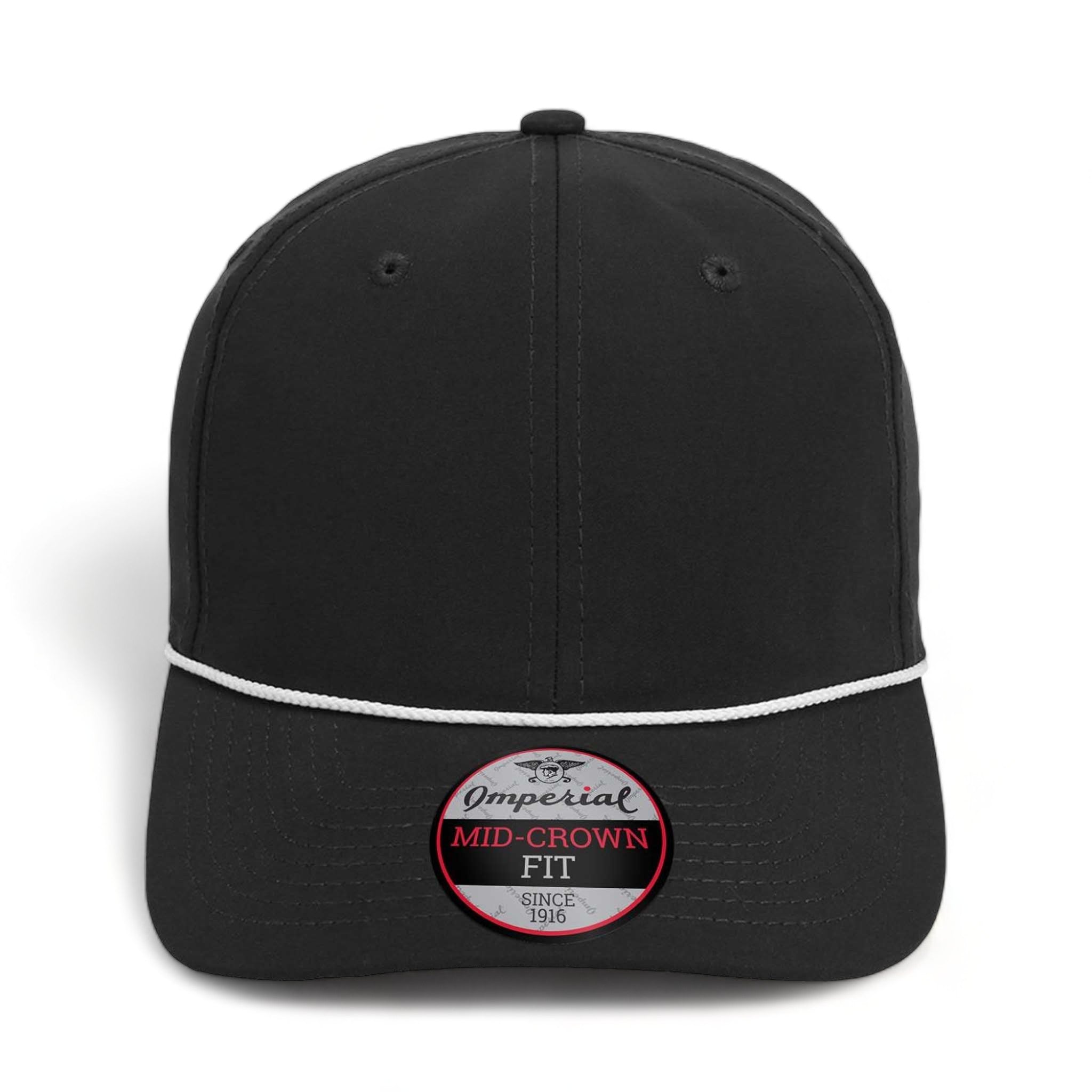 Front view of Imperial 7054 custom hat in black and white