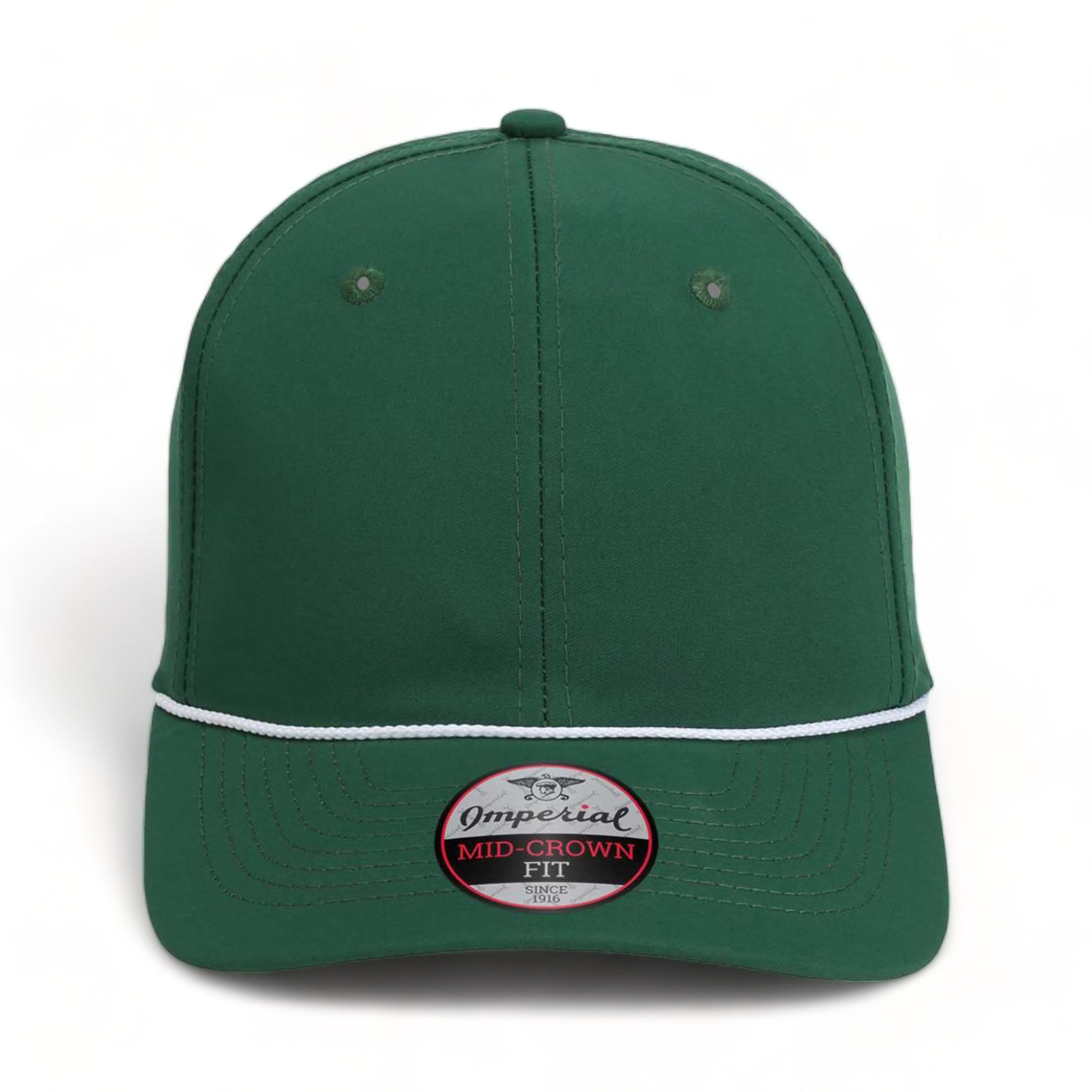 Front view of Imperial 7054 custom hat in forest and white