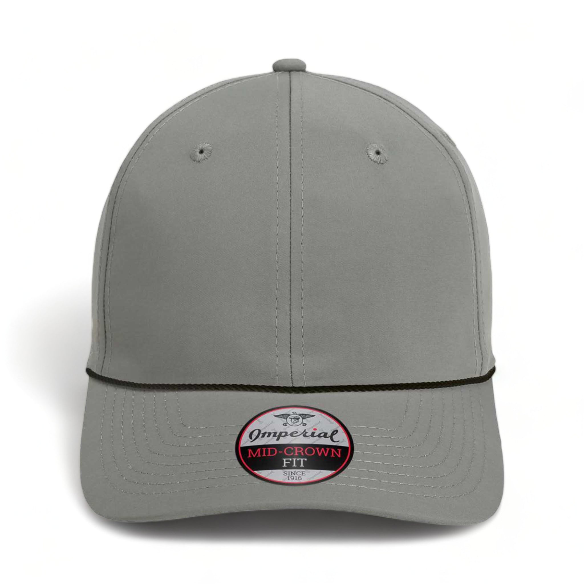 Front view of Imperial 7054 custom hat in grey and black