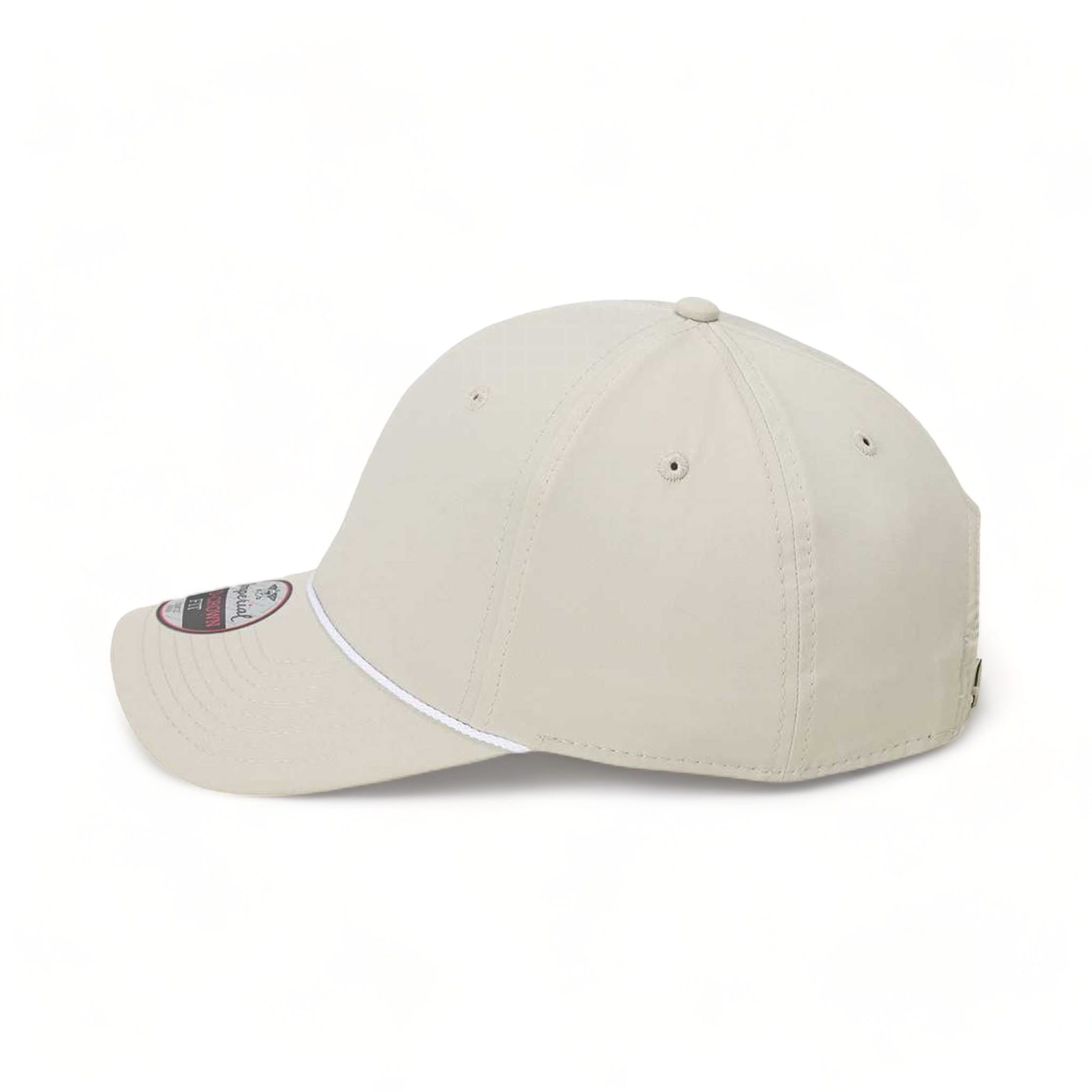 Side view of Imperial 7054 custom hat in putty and white
