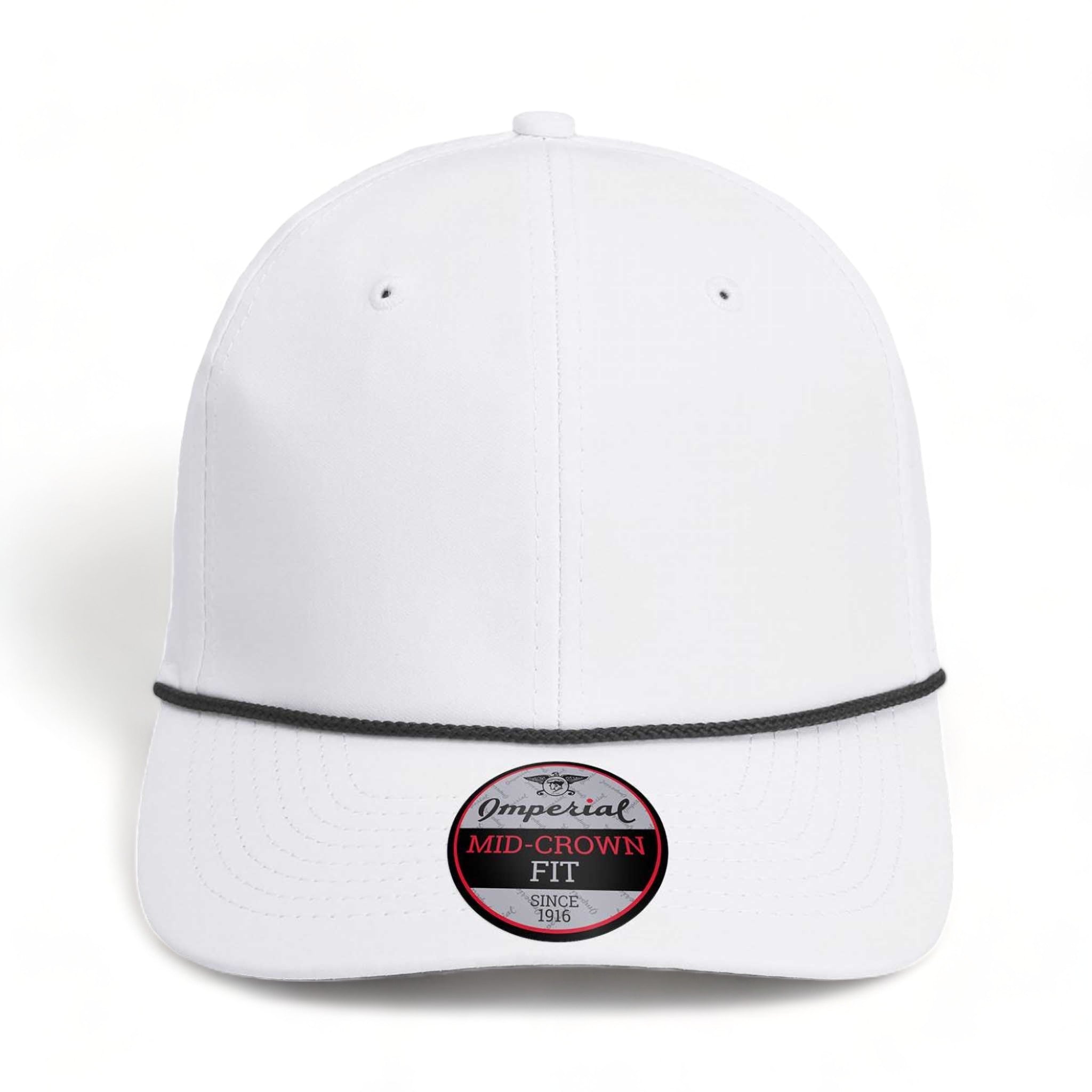 Front view of Imperial 7054 custom hat in white and black