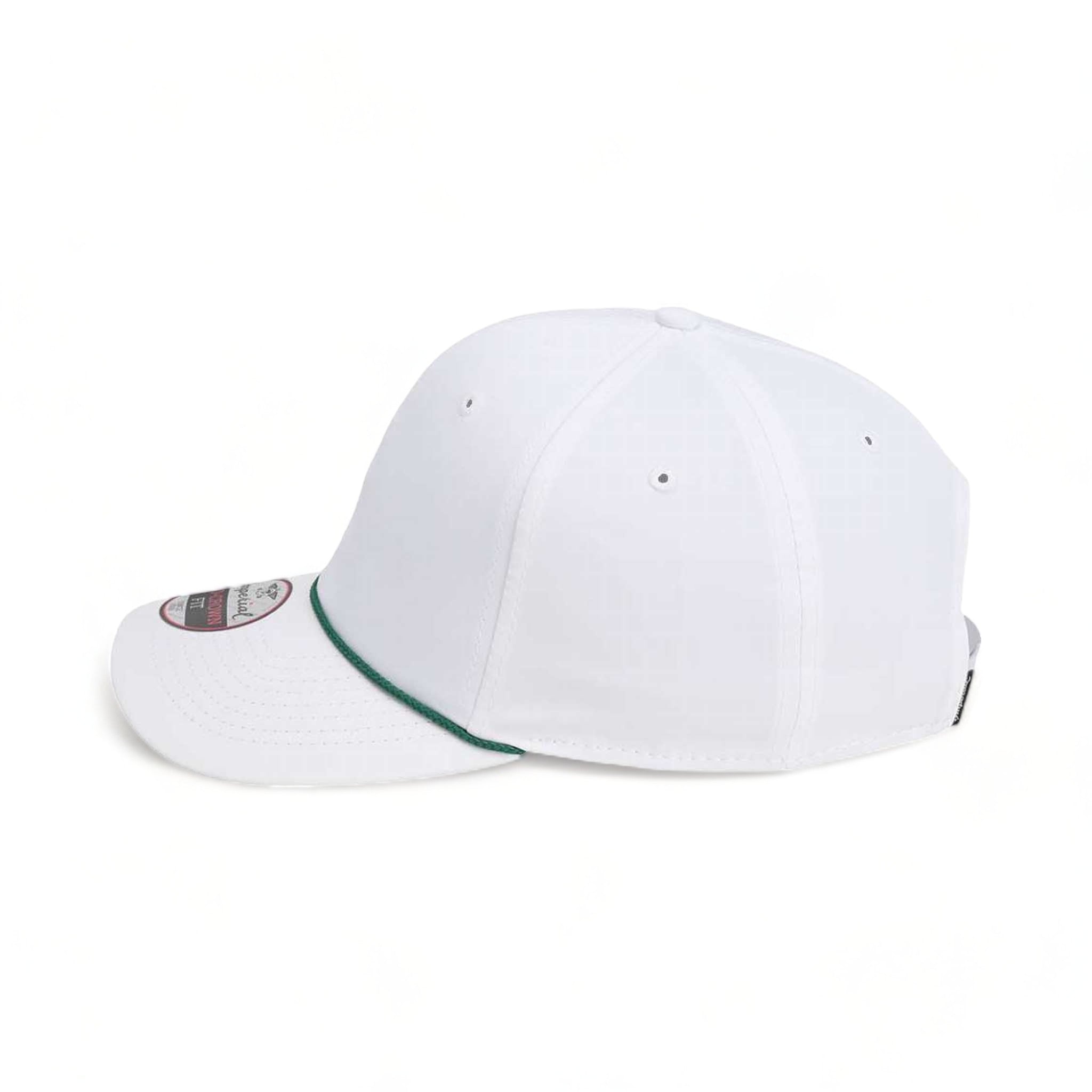 Side view of Imperial 7054 custom hat in white and dark green