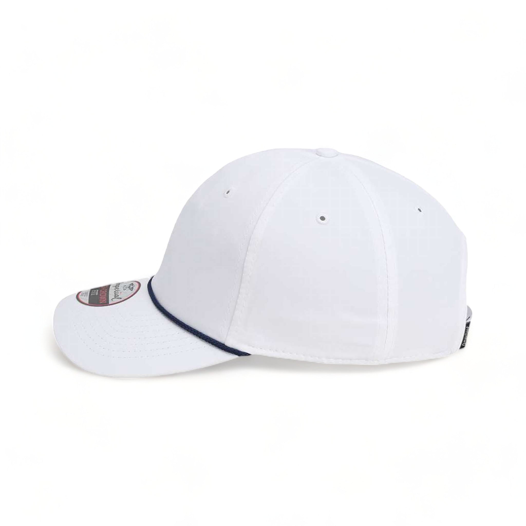 Side view of Imperial 7054 custom hat in white and navy
