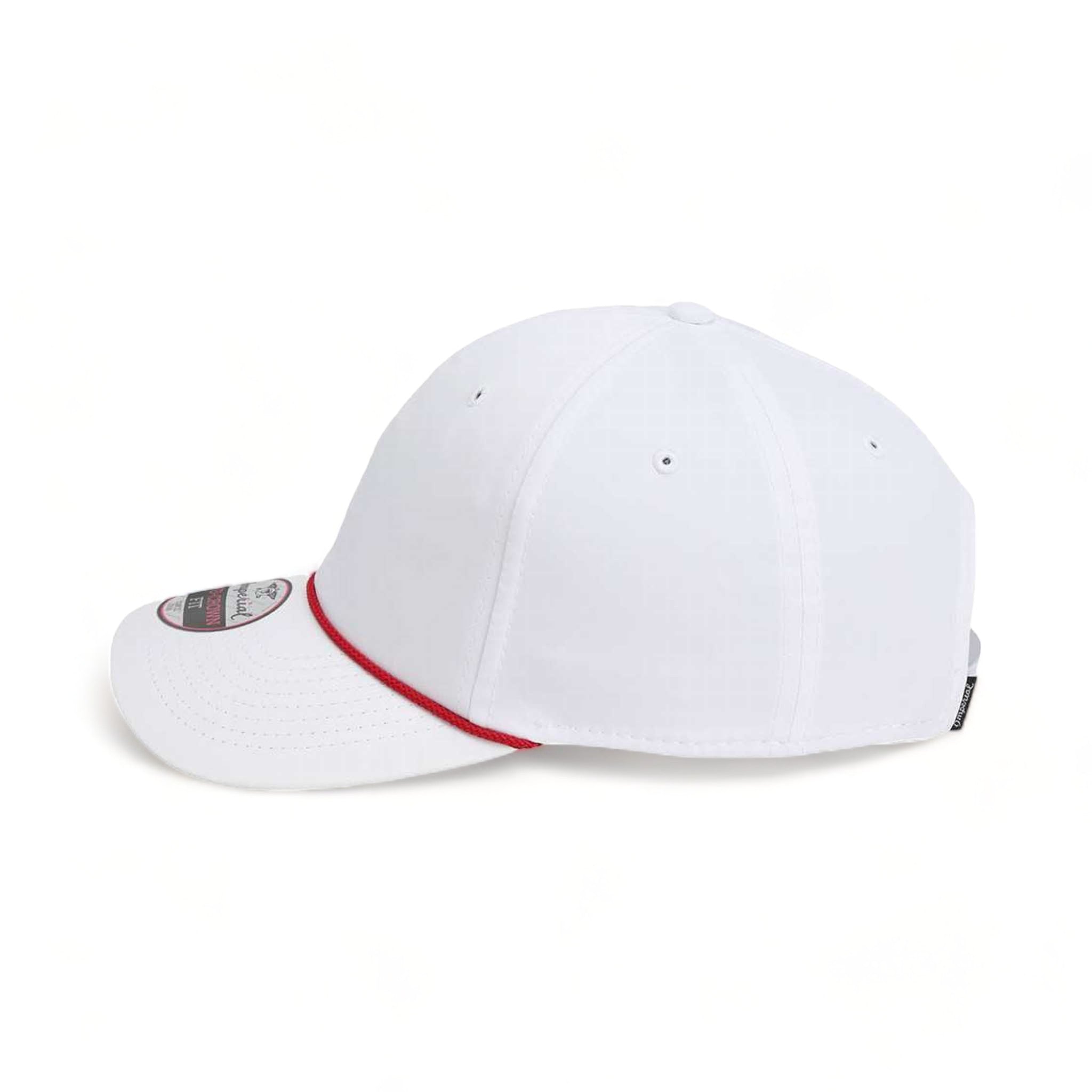 Side view of Imperial 7054 custom hat in white and red