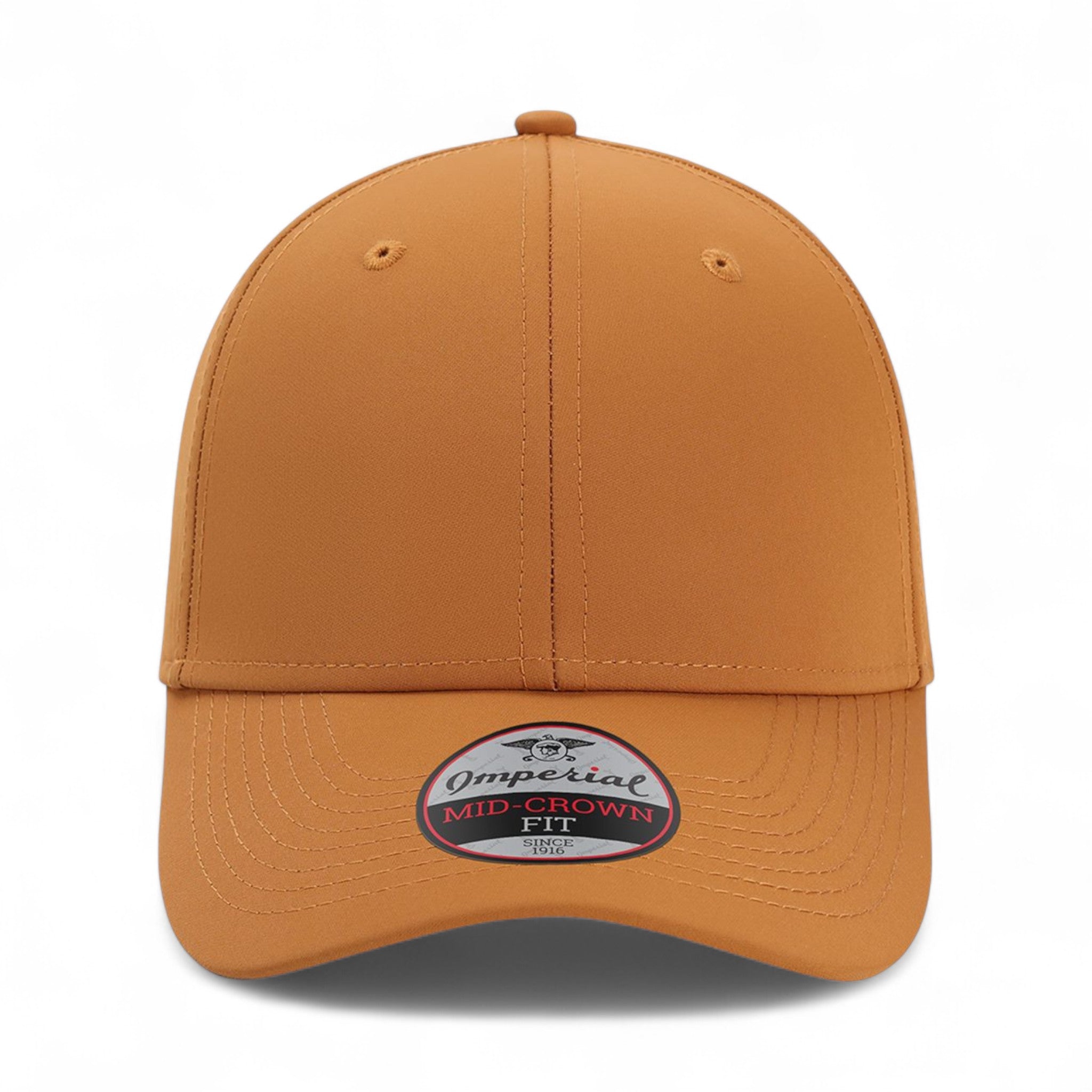 Front view of Imperial 7054N custom hat in buckthorn brown