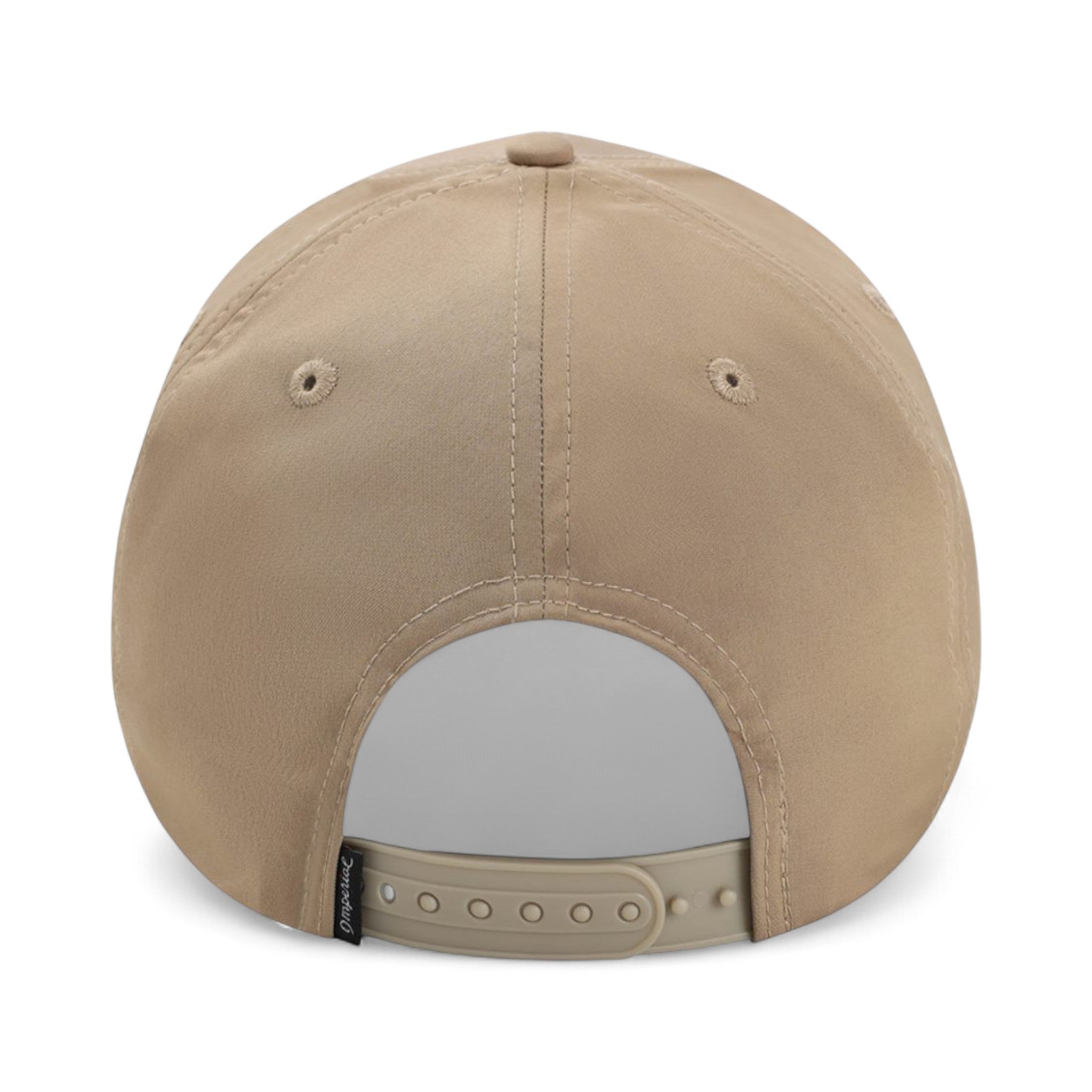 Back view of Imperial 7054N custom hat in khaki