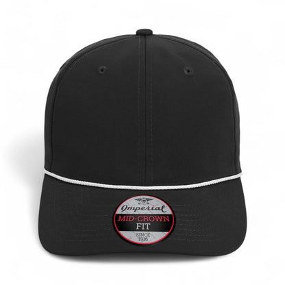 Front view of Imperial 7054 custom hat in black and white