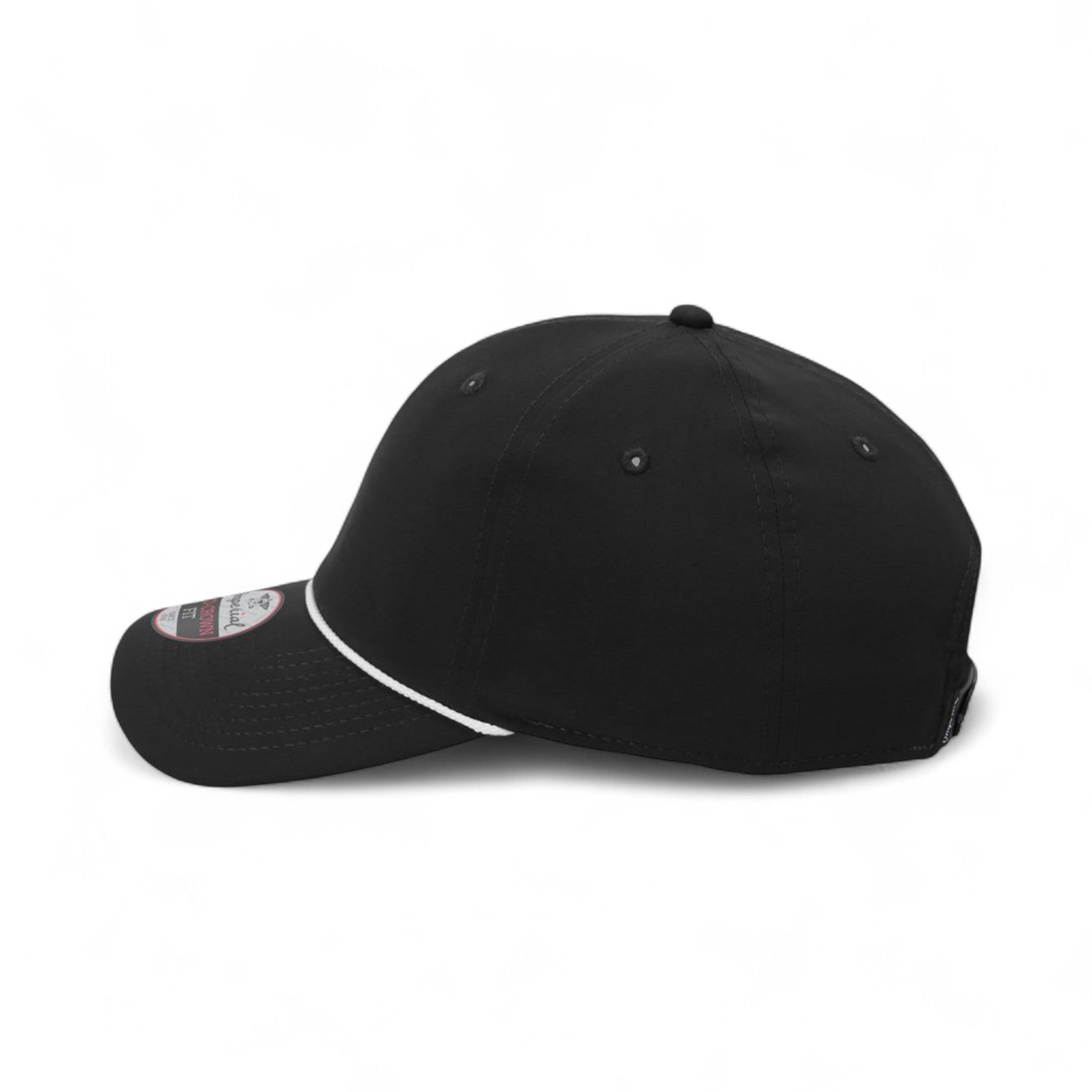 Left side view of Imperial 7054 custom hat in black and white