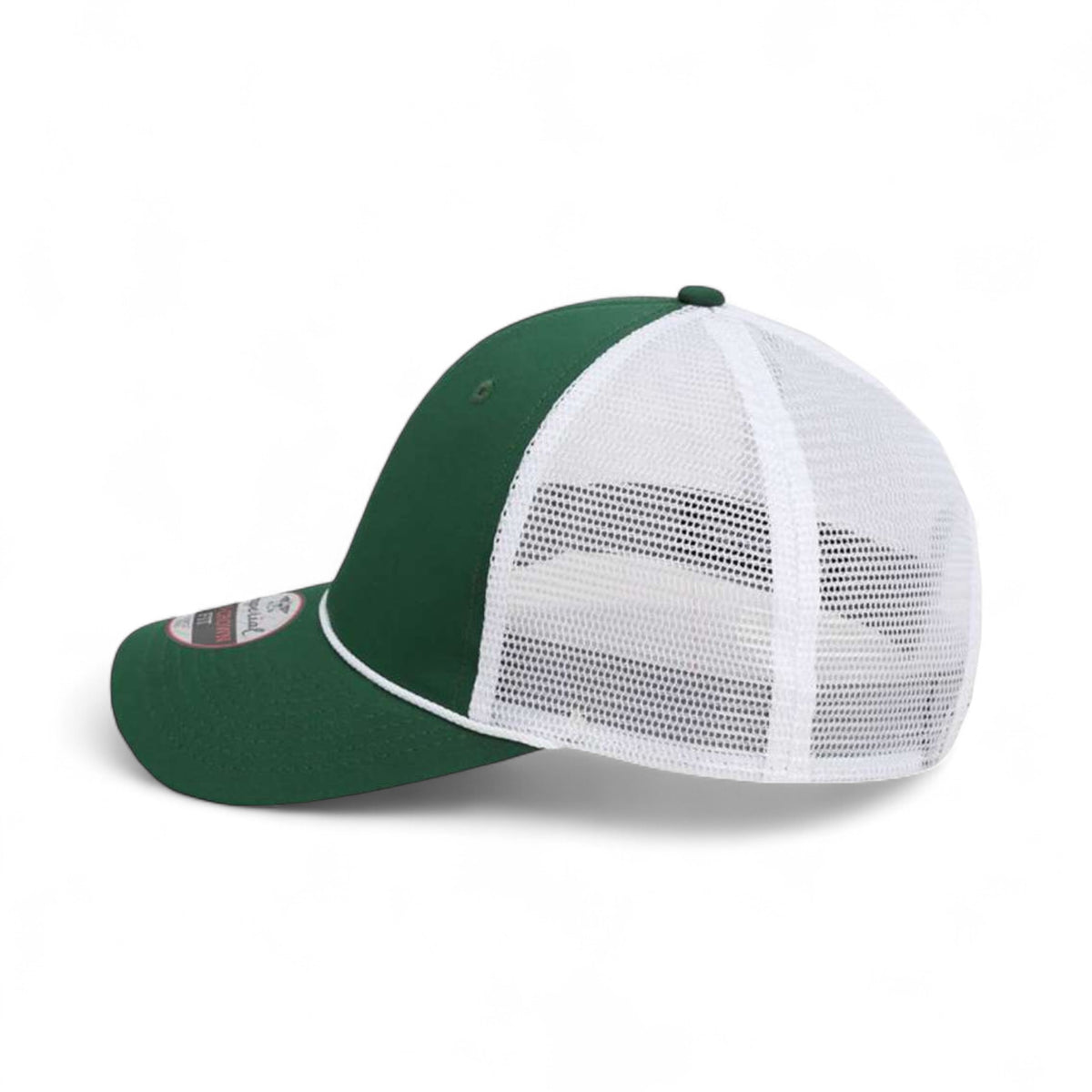 Left side view of Imperial 7055 custom hat in forest and white