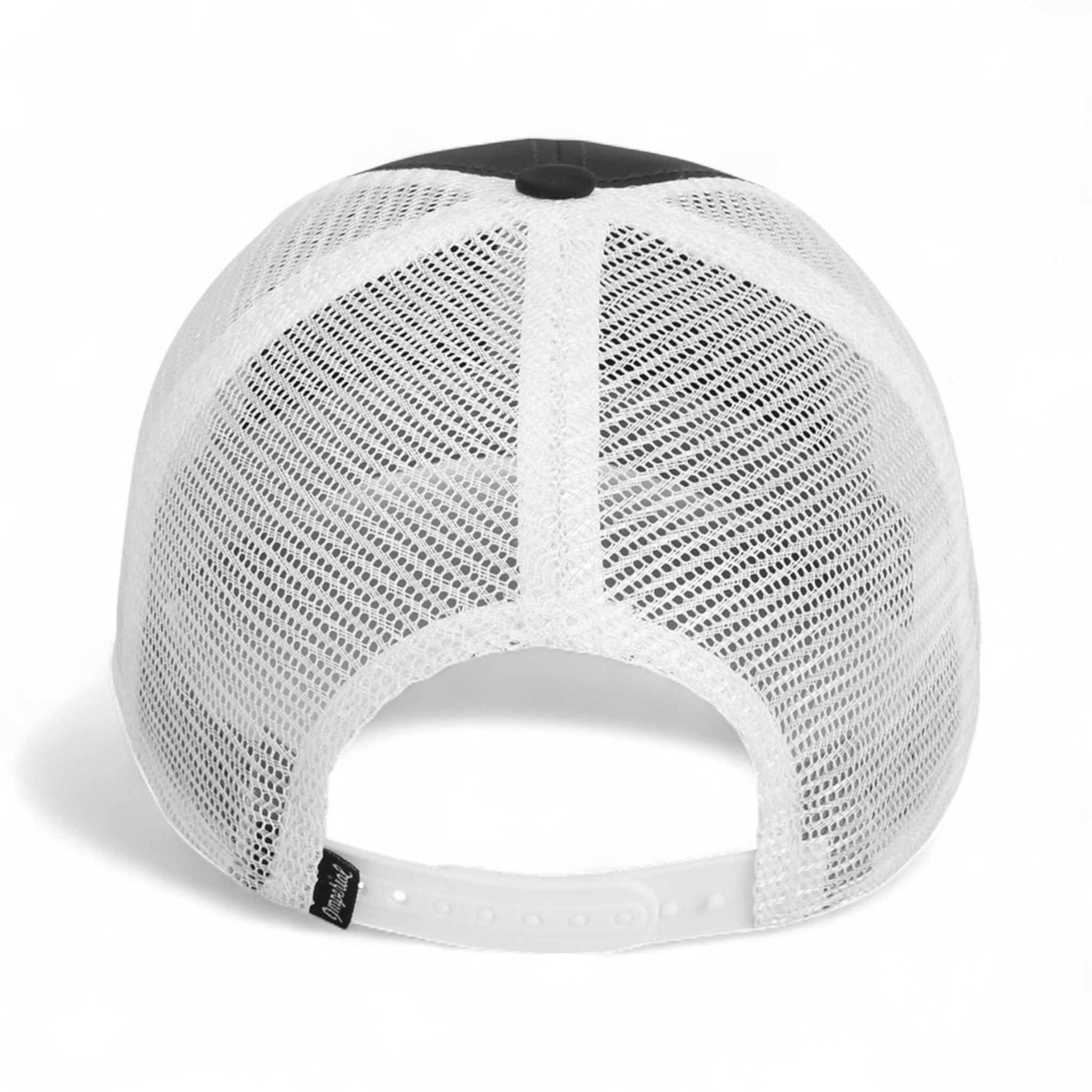 Back view of Imperial 7055 custom hat in black and white