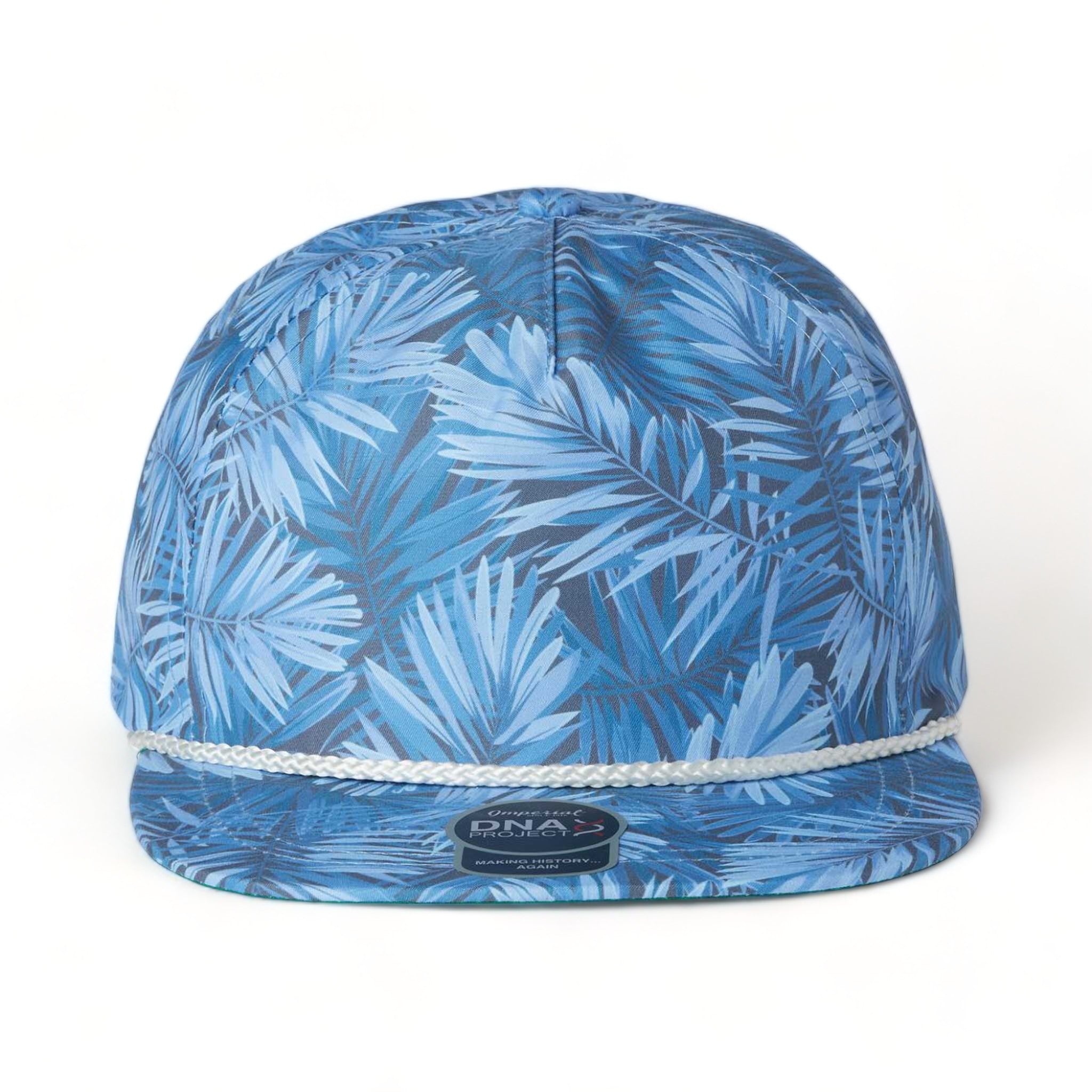 Front view of Imperial DNA010 custom hat in blue hawai'in