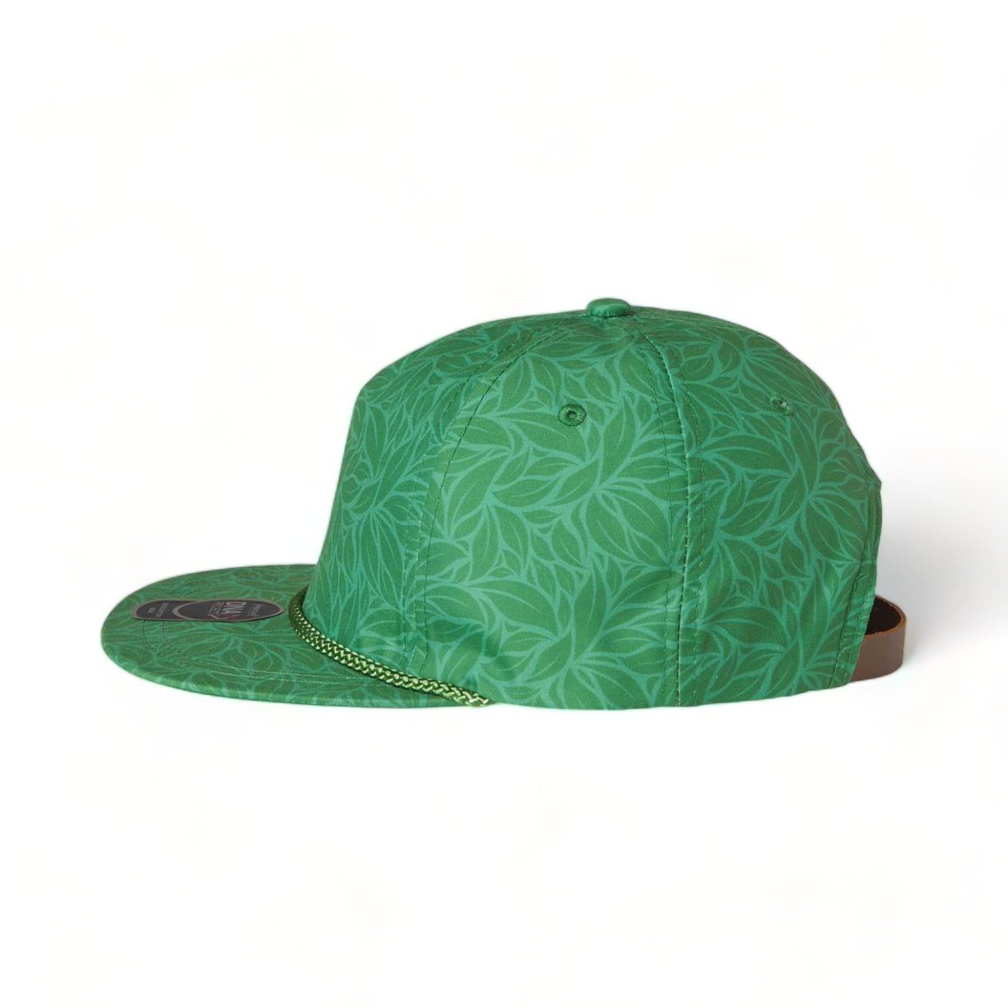 Side view of Imperial DNA010 custom hat in green floral