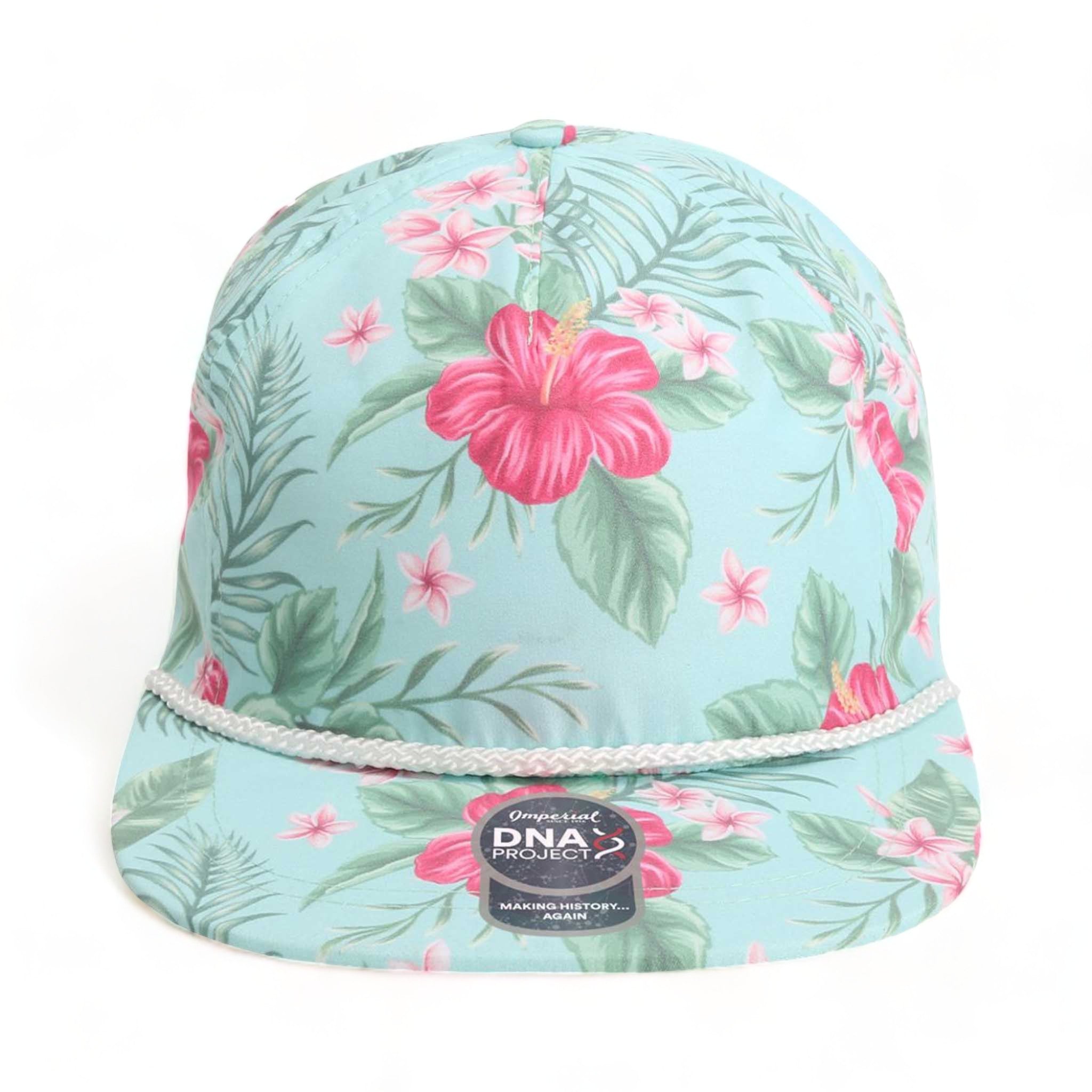 Front view of Imperial DNA010 custom hat in hawai'in biome