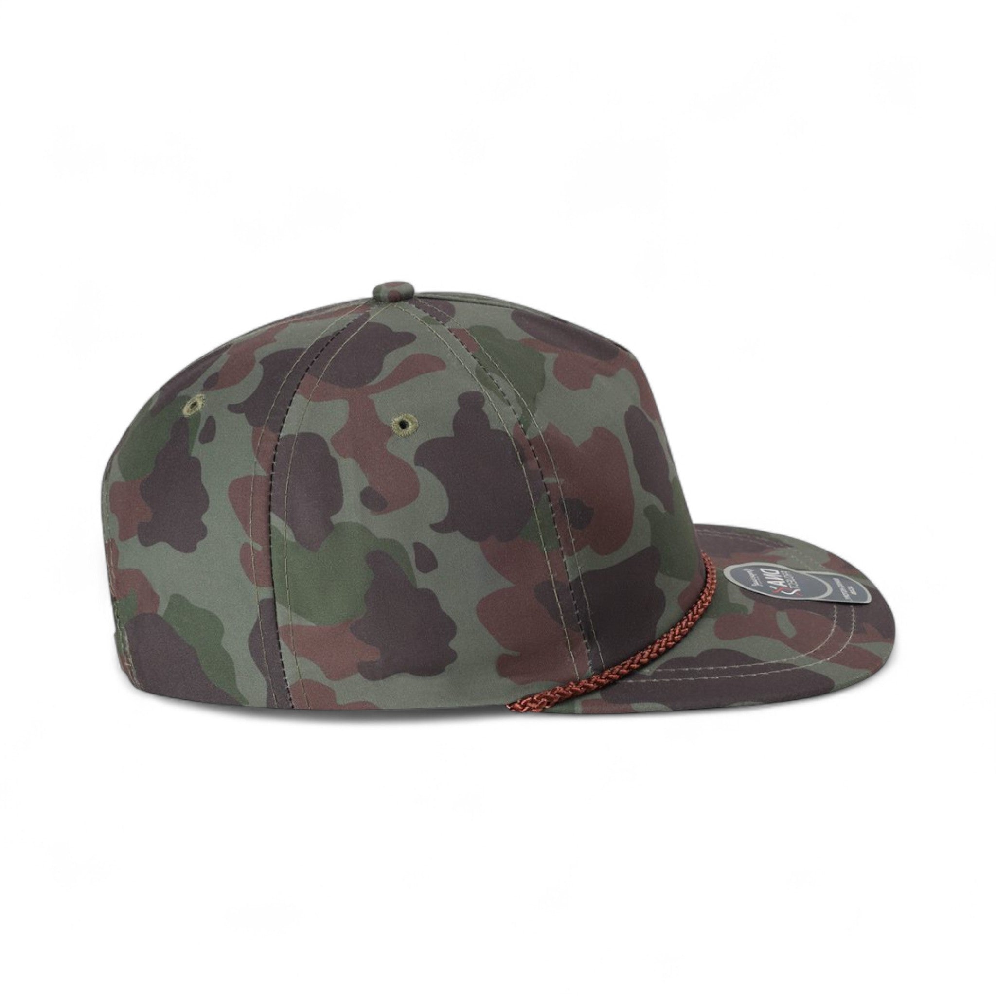 Right side view of Imperial DNA010 custom hat in frog skin camo and green