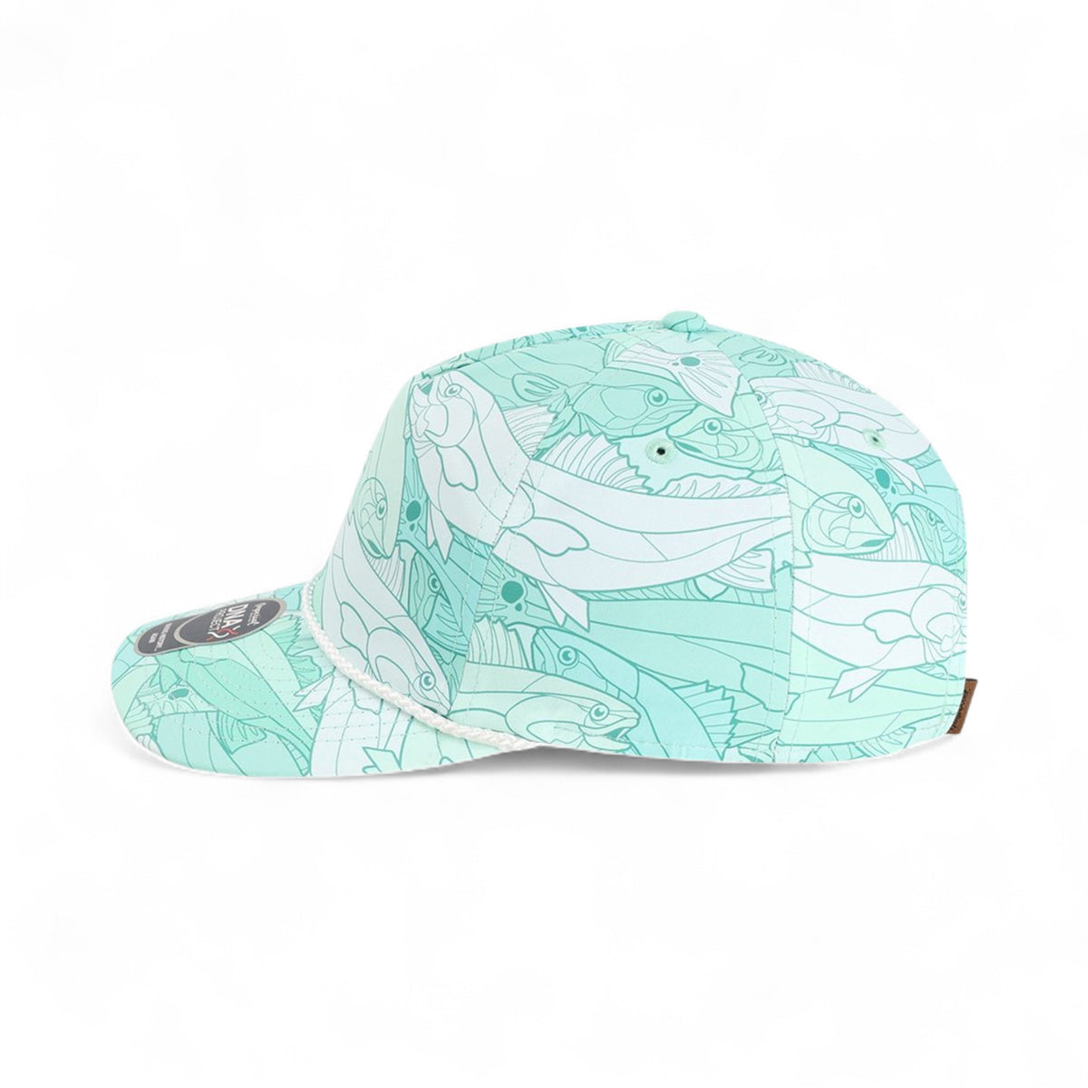 Left side view of Imperial DNA014 custom hat in aqua