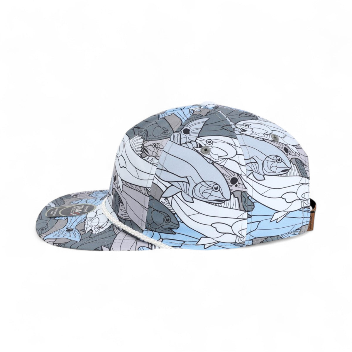 Left side view of Imperial DNA014 custom hat in blue and white