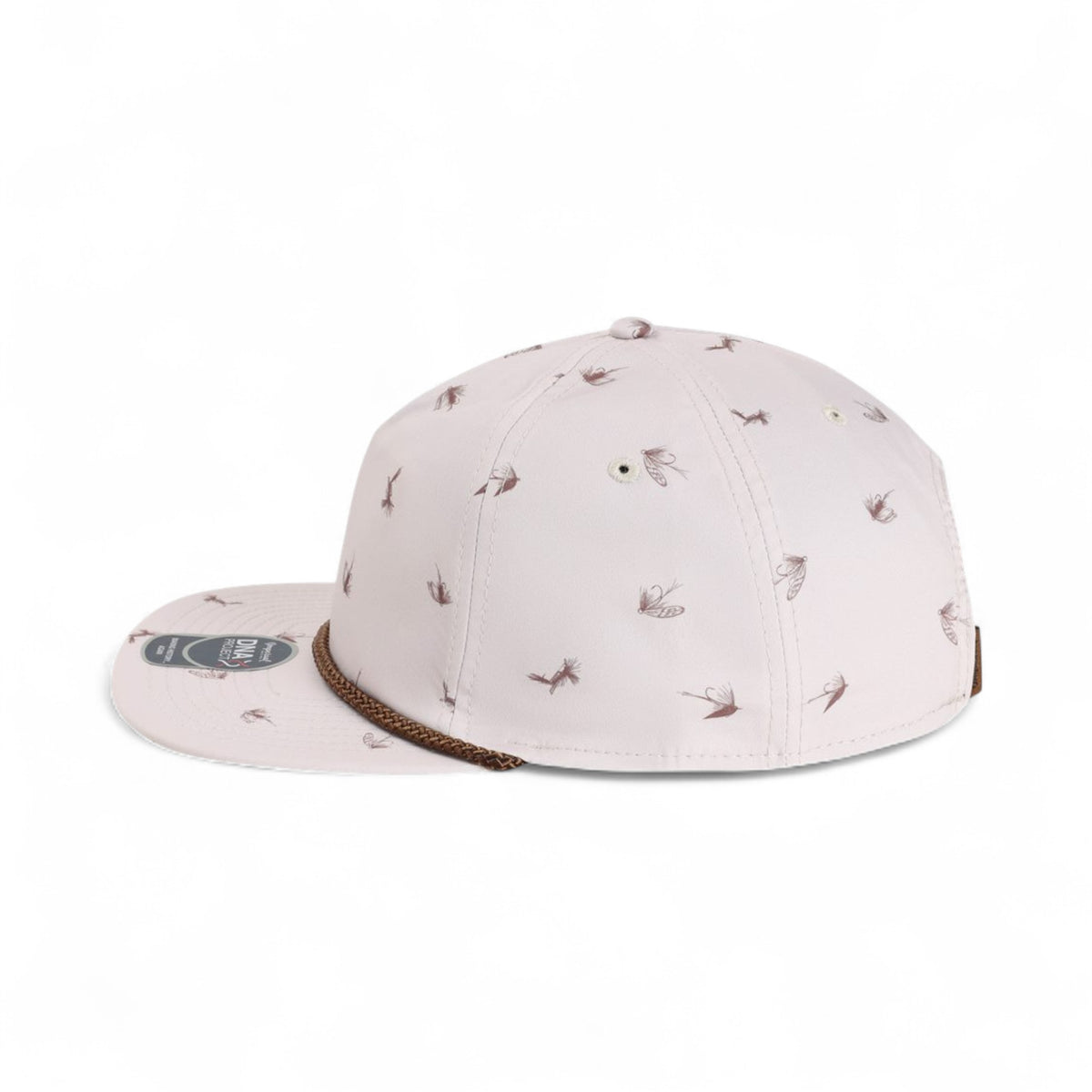 Left side view of Imperial DNA014 custom hat in khaki