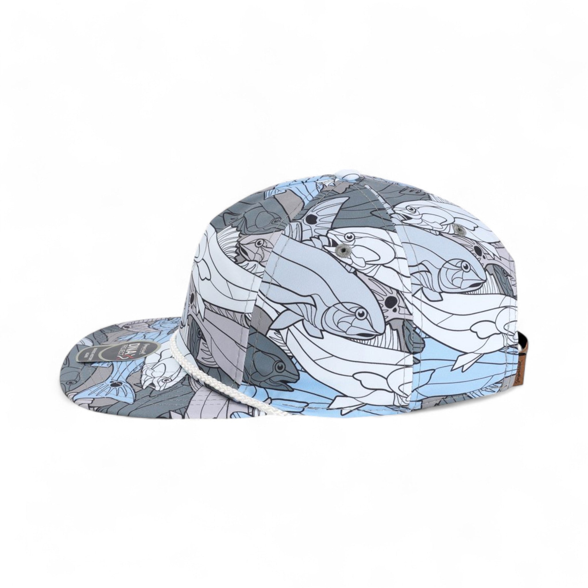Left side view of Imperial DNA014 custom hat in blue and white