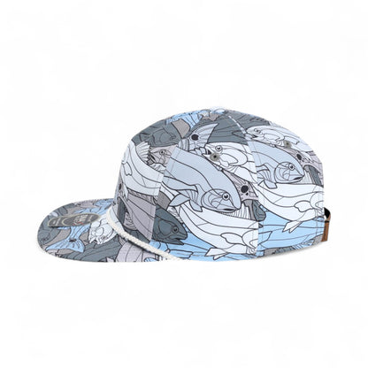 Left side view of Imperial DNA014 custom hat in blue and white