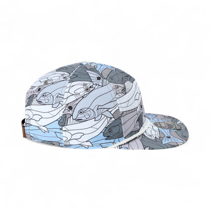 Right side view of Imperial DNA014 custom hat in blue and white