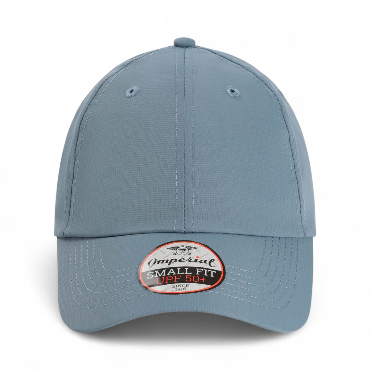 Front view of Imperial L210P custom hat in breaker blue