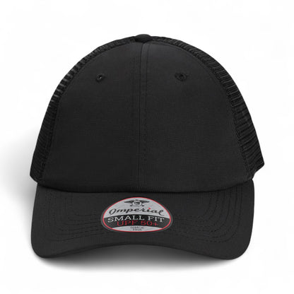 Front view of Imperial L338M custom hat in black