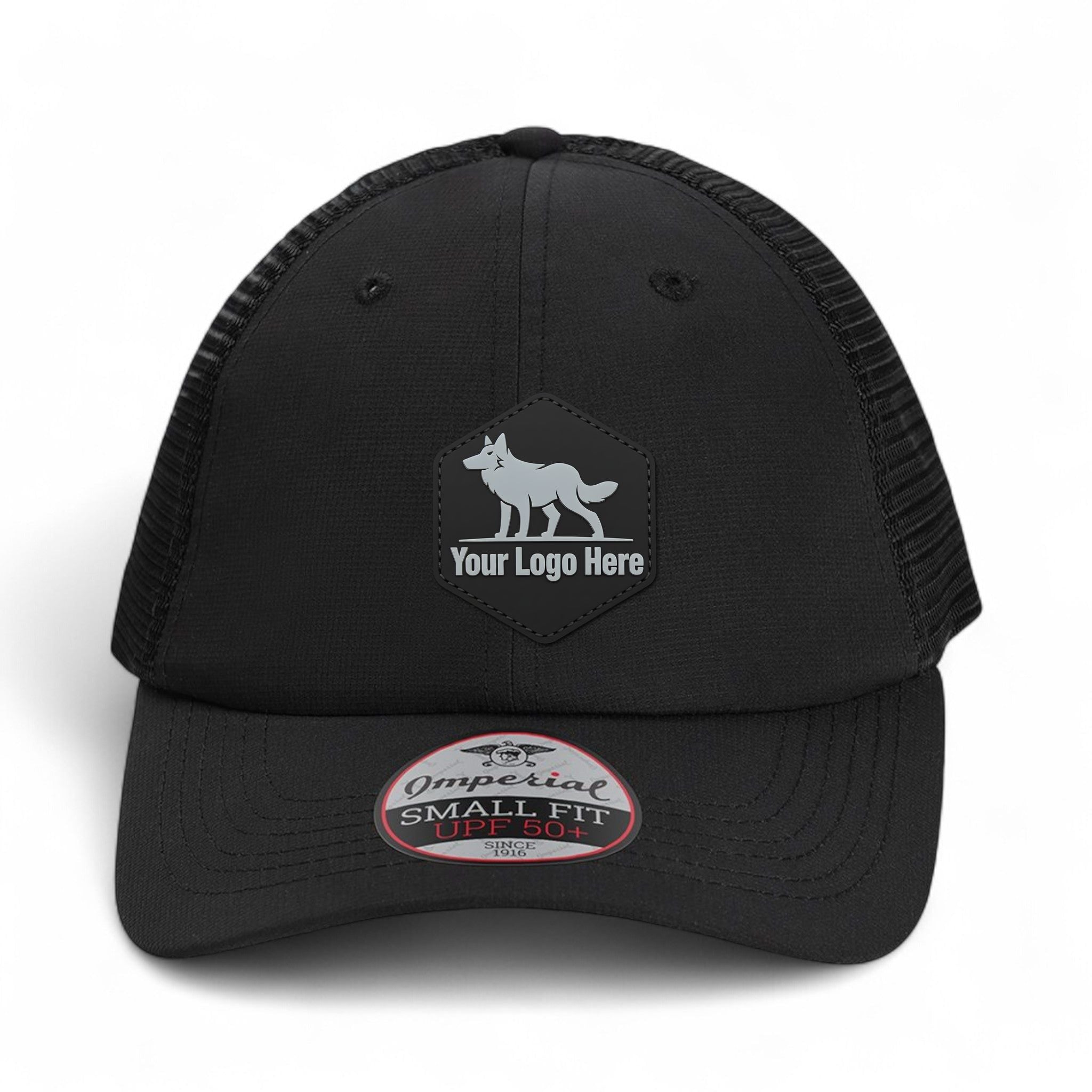 PVC patch preview of Imperial L338M custom hat in black