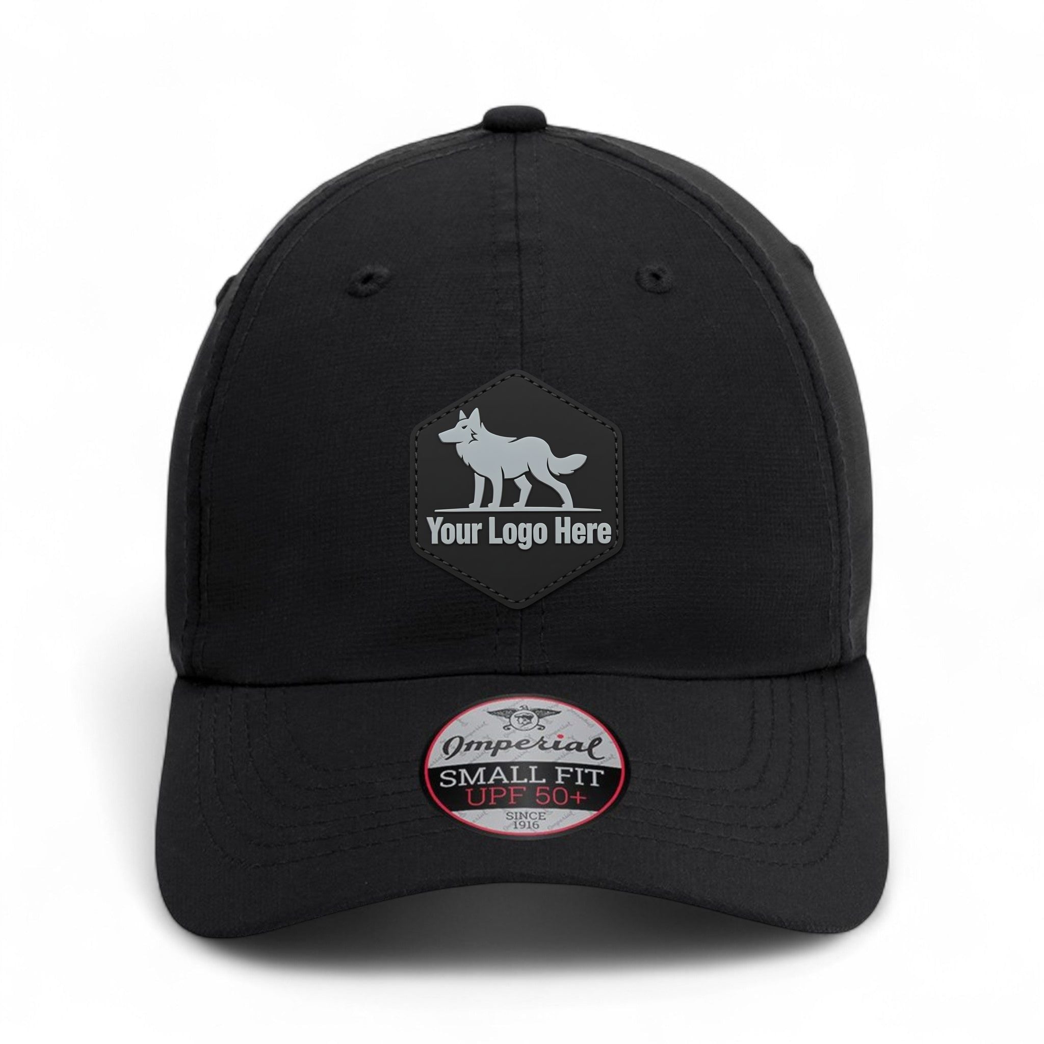 PVC patch preview of Imperial L338 custom hat in black