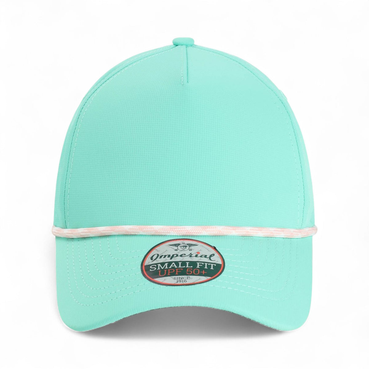 Front view of Imperial L5059 custom hat in aqua