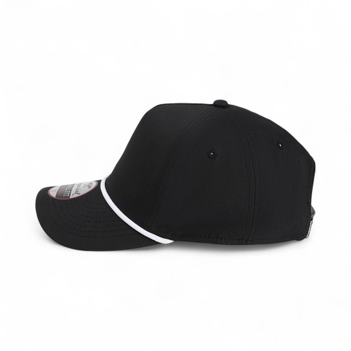 Left side view of Imperial L5059 custom hat in black and white