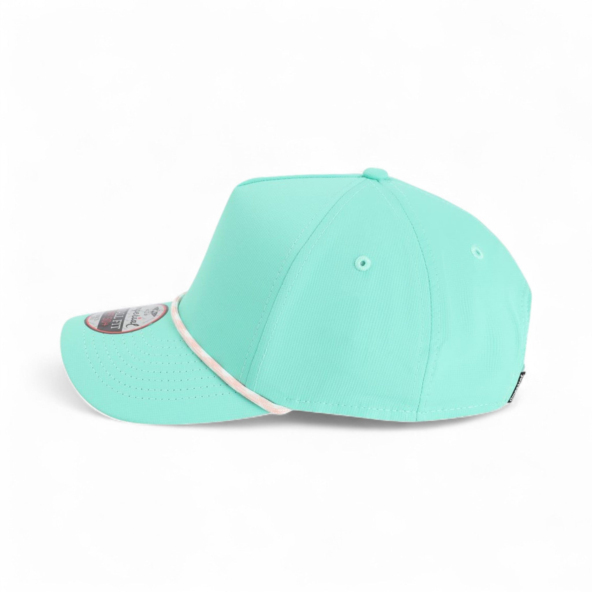 Left side view of Imperial L5059 custom hat in aqua