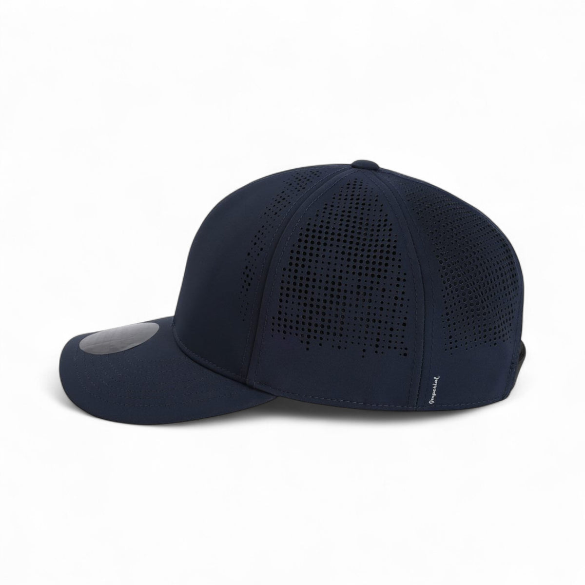 Left side view of Imperial S1502 custom hat in true navy
