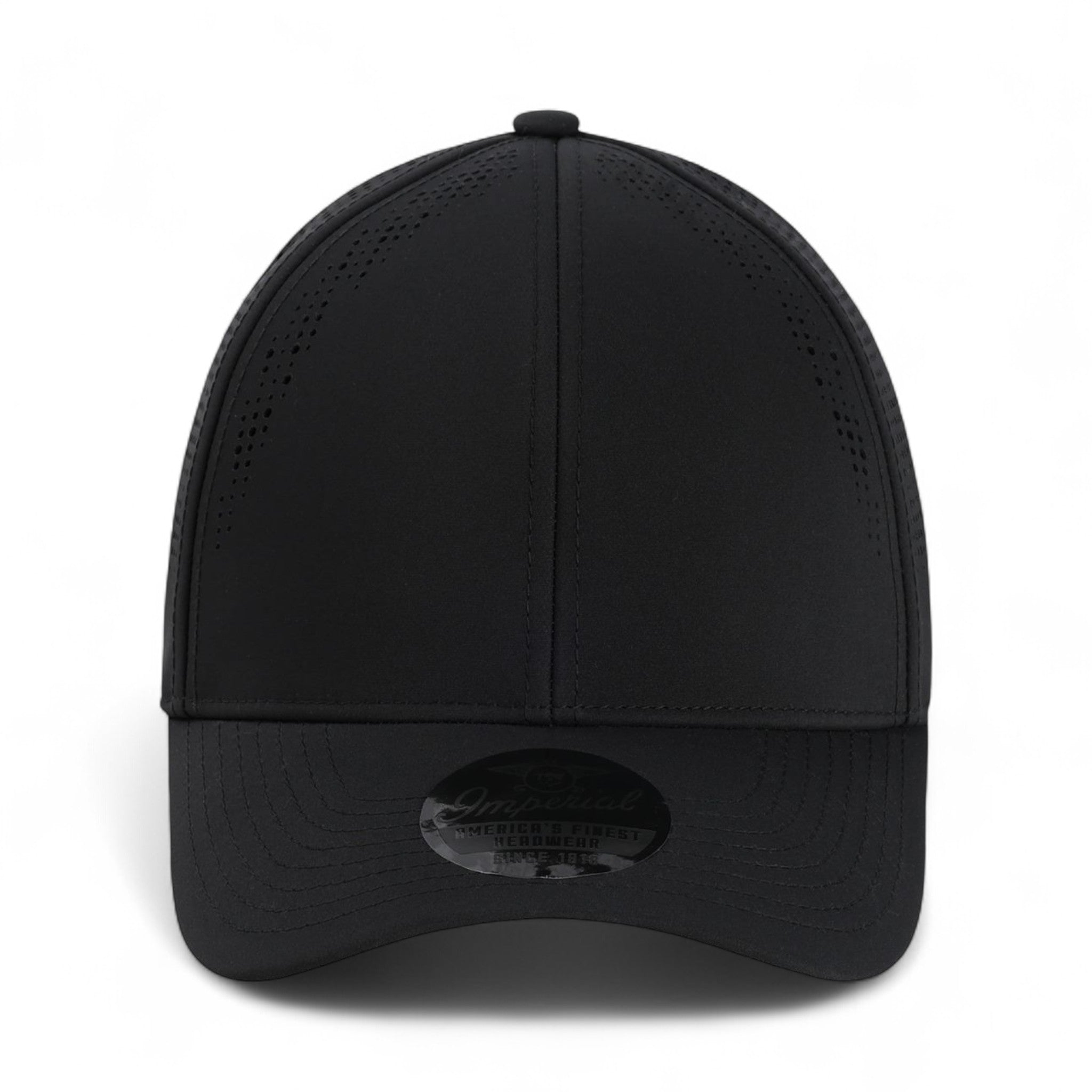 Front view of Imperial S1502 custom hat in black