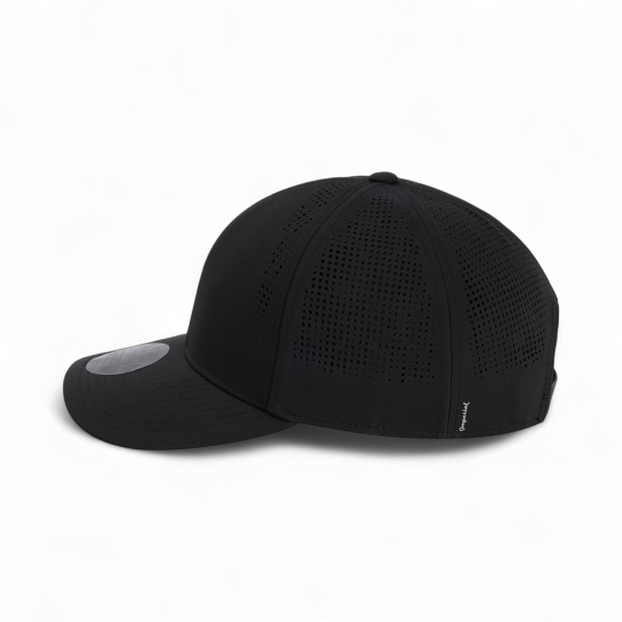 Left side view of Imperial S1502 custom hat in black