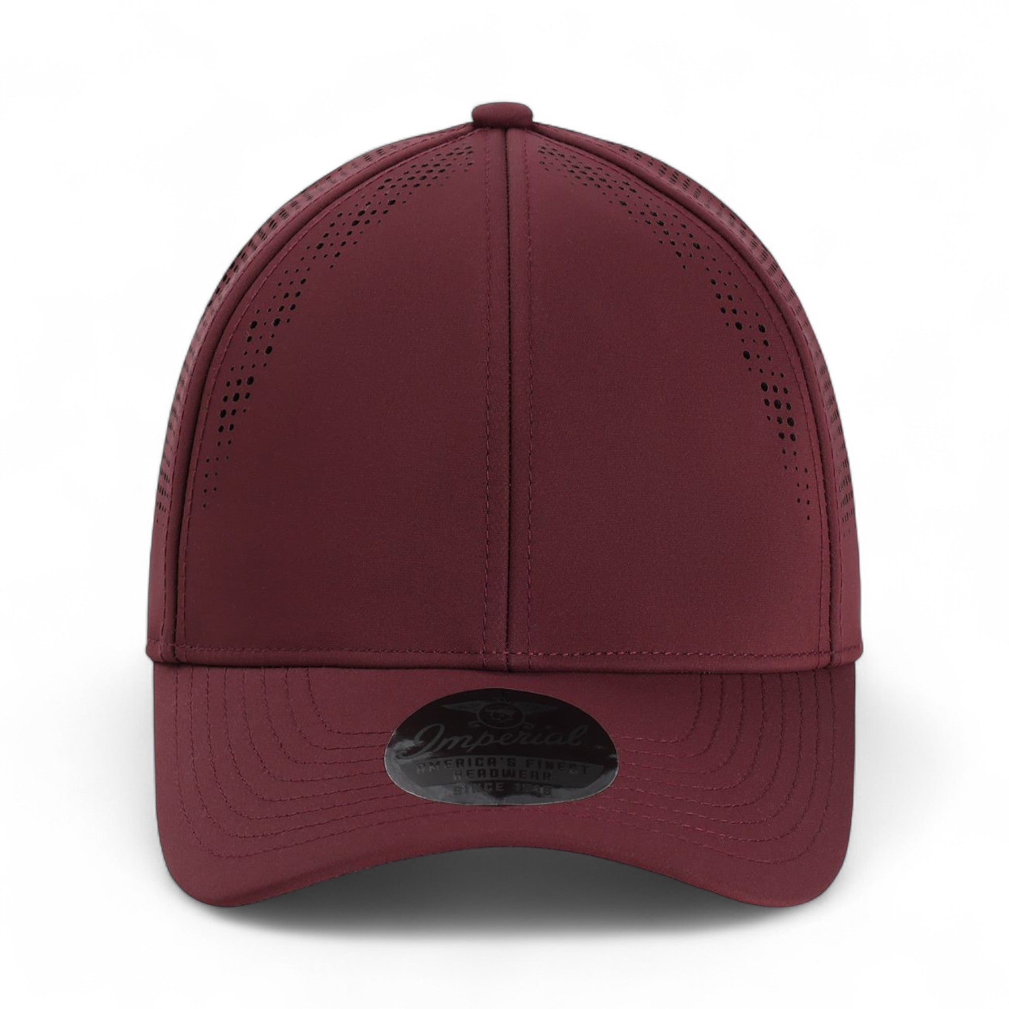 Front view of Imperial S1502 custom hat in maroon