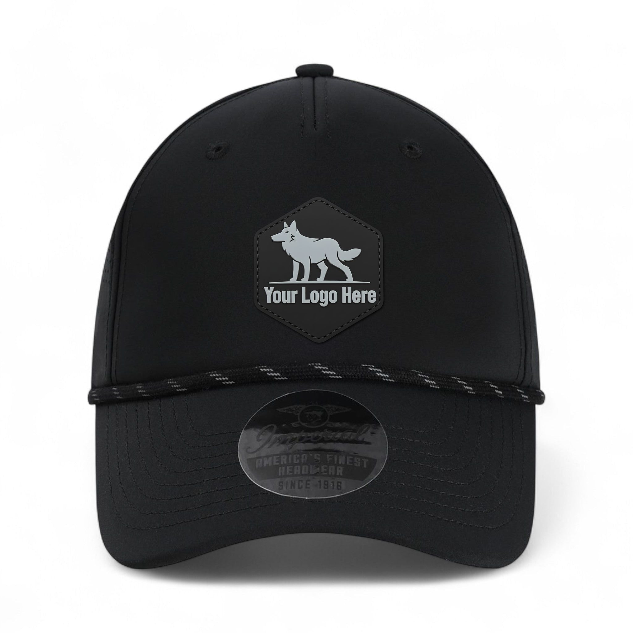 PVC patch preview of Imperial S1505 custom hat in black