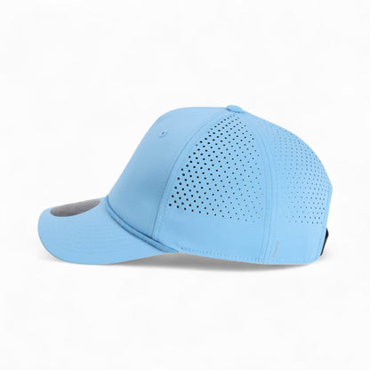 Left side view of Imperial S1505 custom hat in light blue