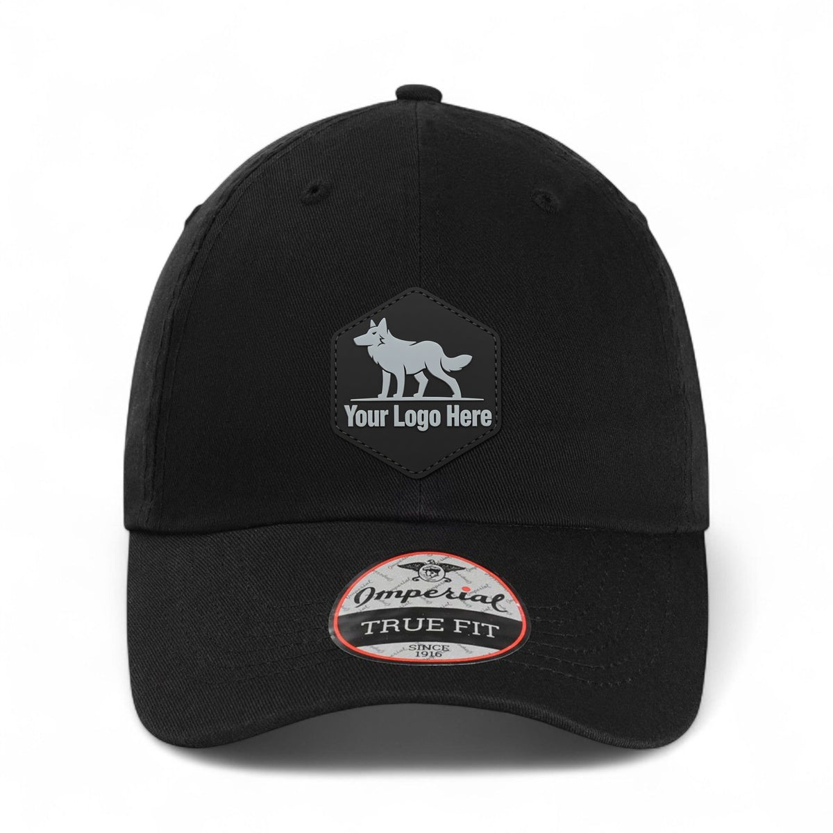PVC patch preview of Imperial X210B custom hat in black