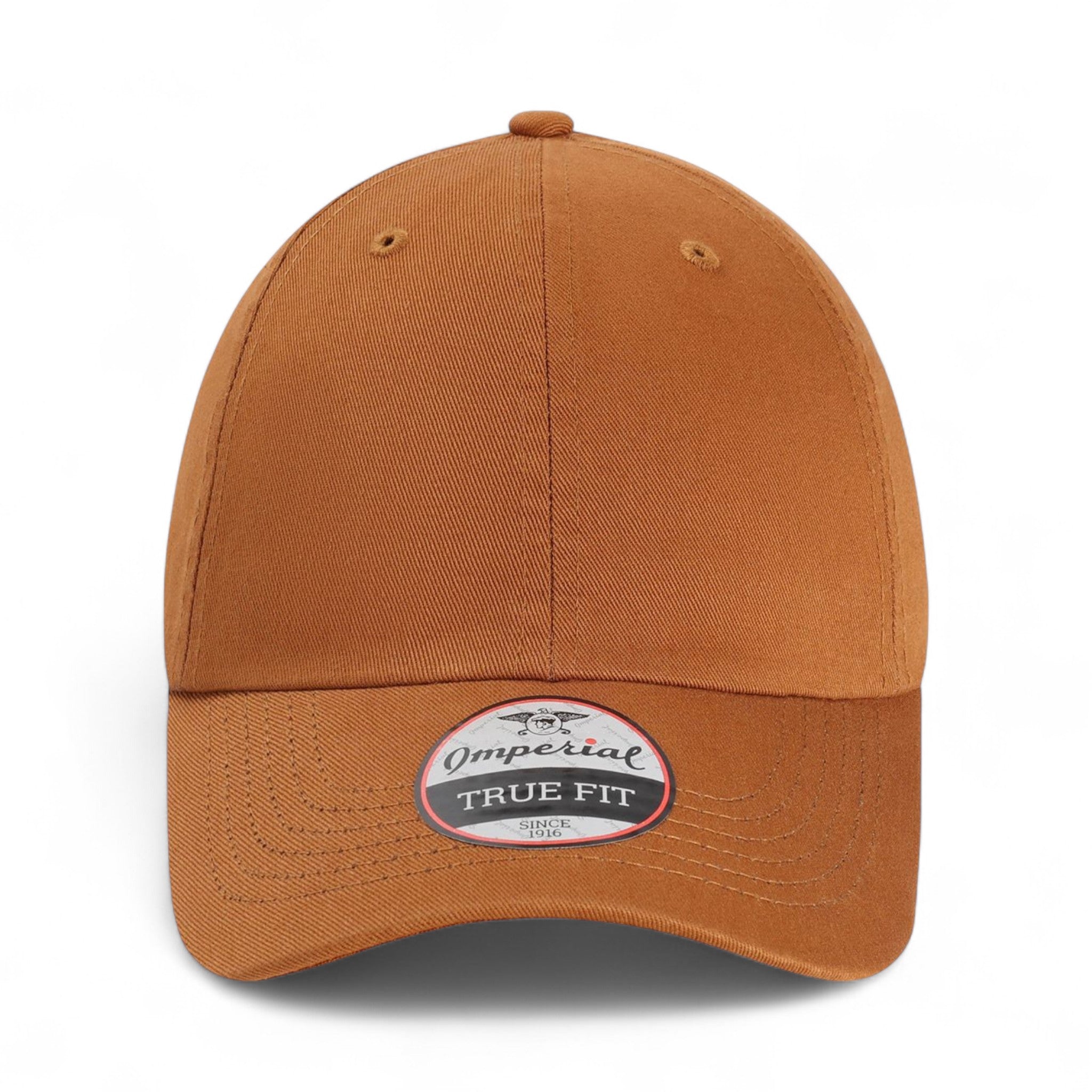 Front view of Imperial X210B custom hat in buckthorn brown