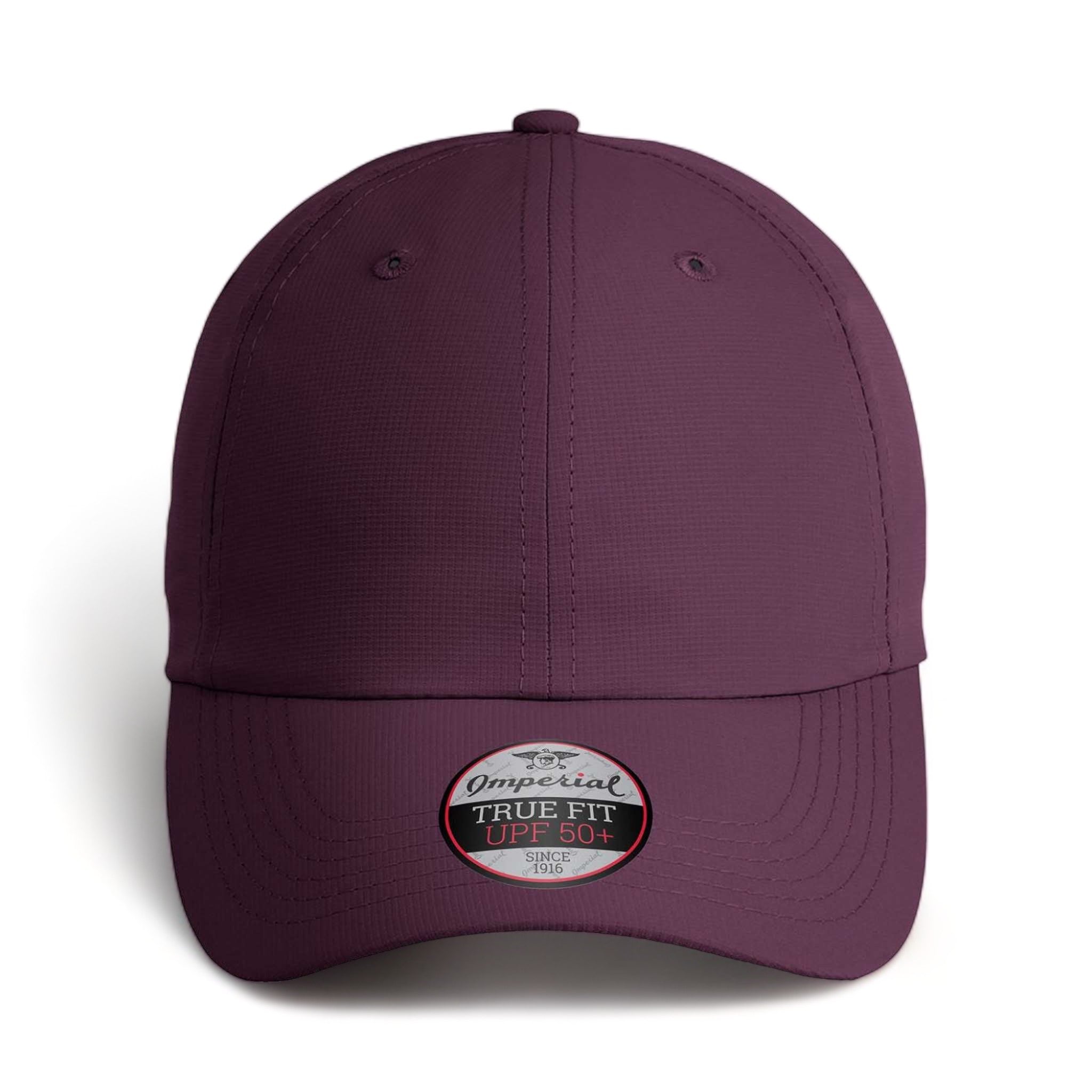 Front view of Imperial X210P custom hat in aubergine