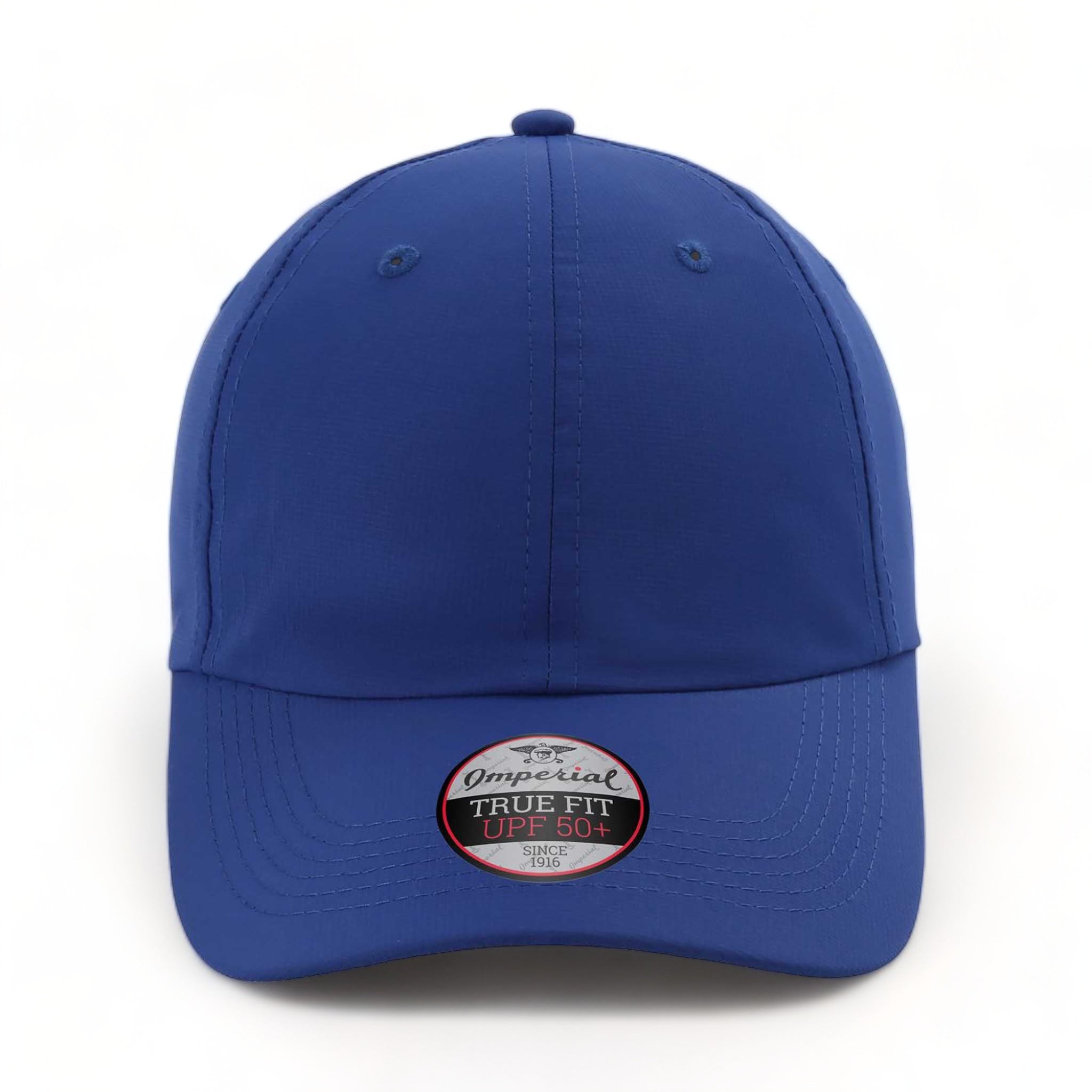 Front view of Imperial X210P custom hat in cobalt